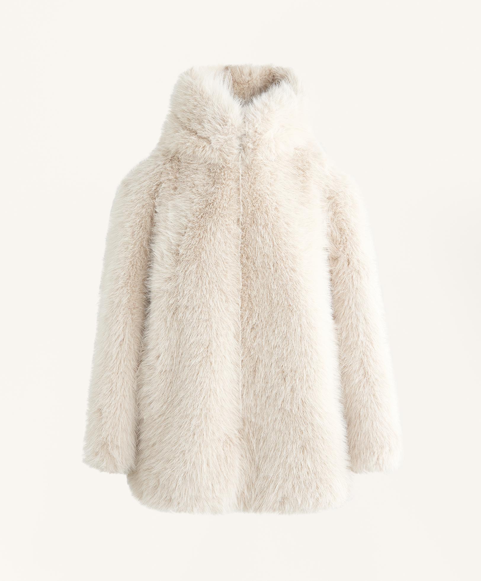 Faux fur hooded jacket — OATMEAL