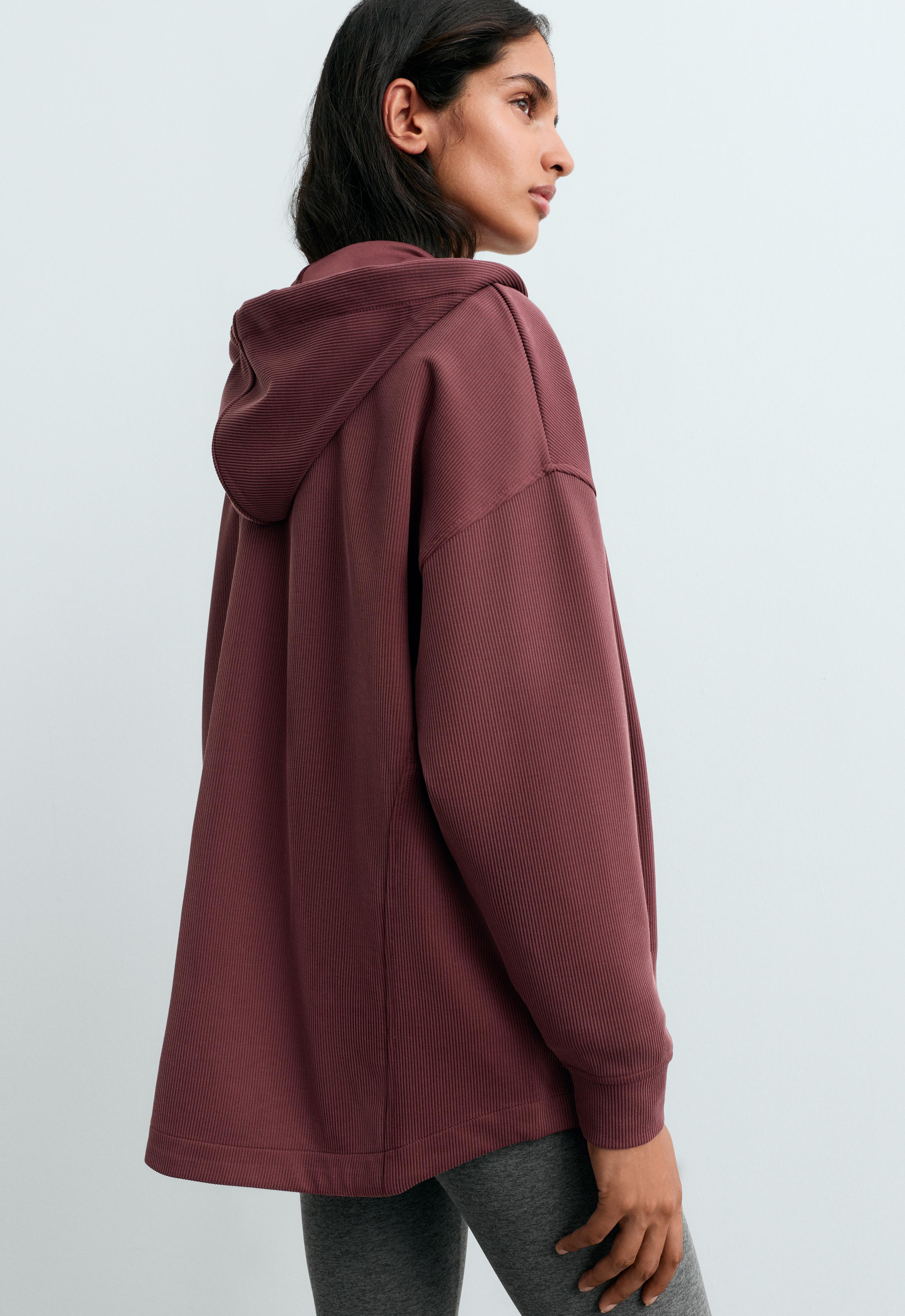 Oversize rib jacket with soft-touch modal — BURGUNDY