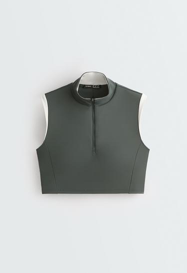 Half-zip block compressive tank top — OCEAN 6