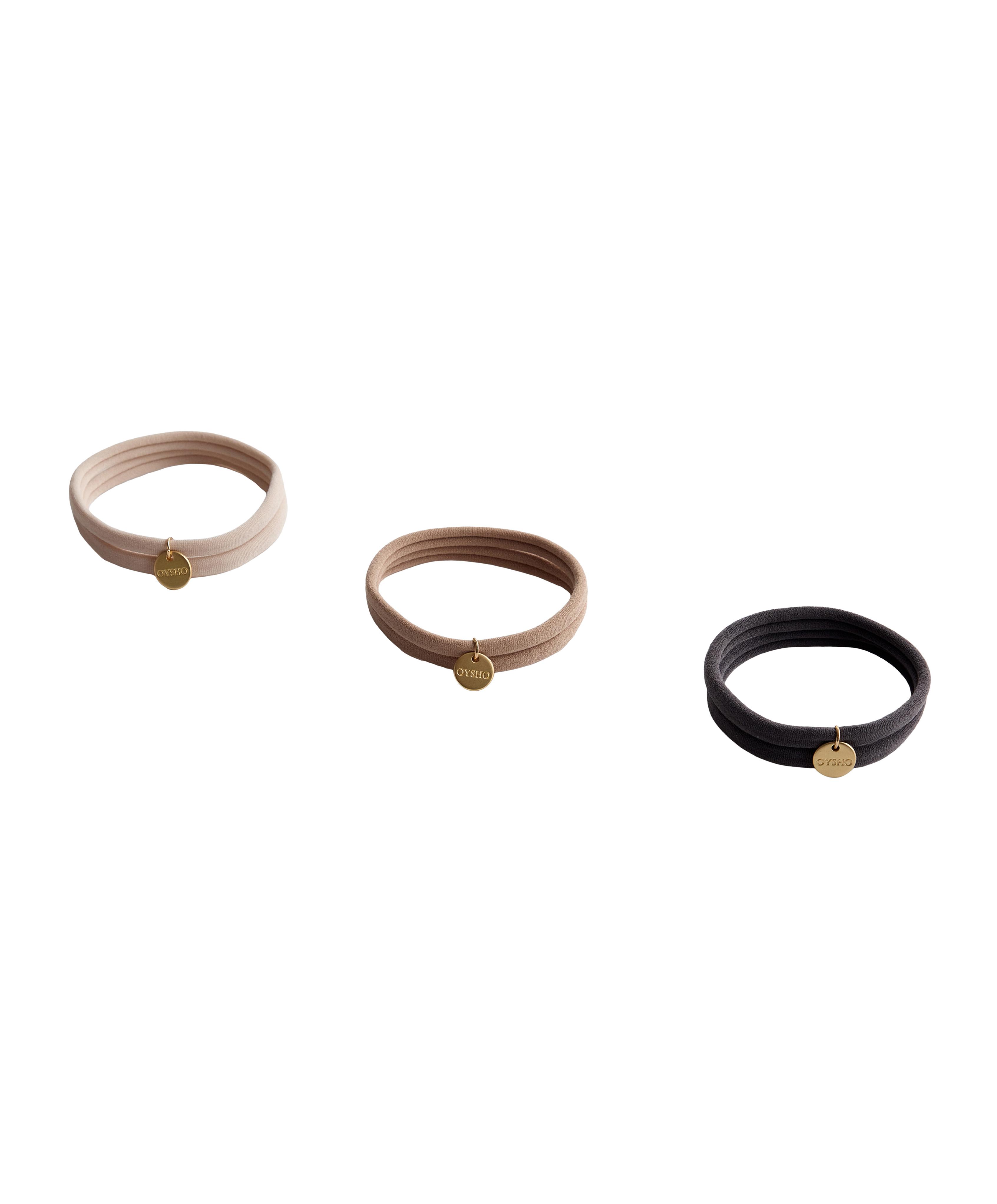 6 Oysho plaque hair ties — BLUE-GREY