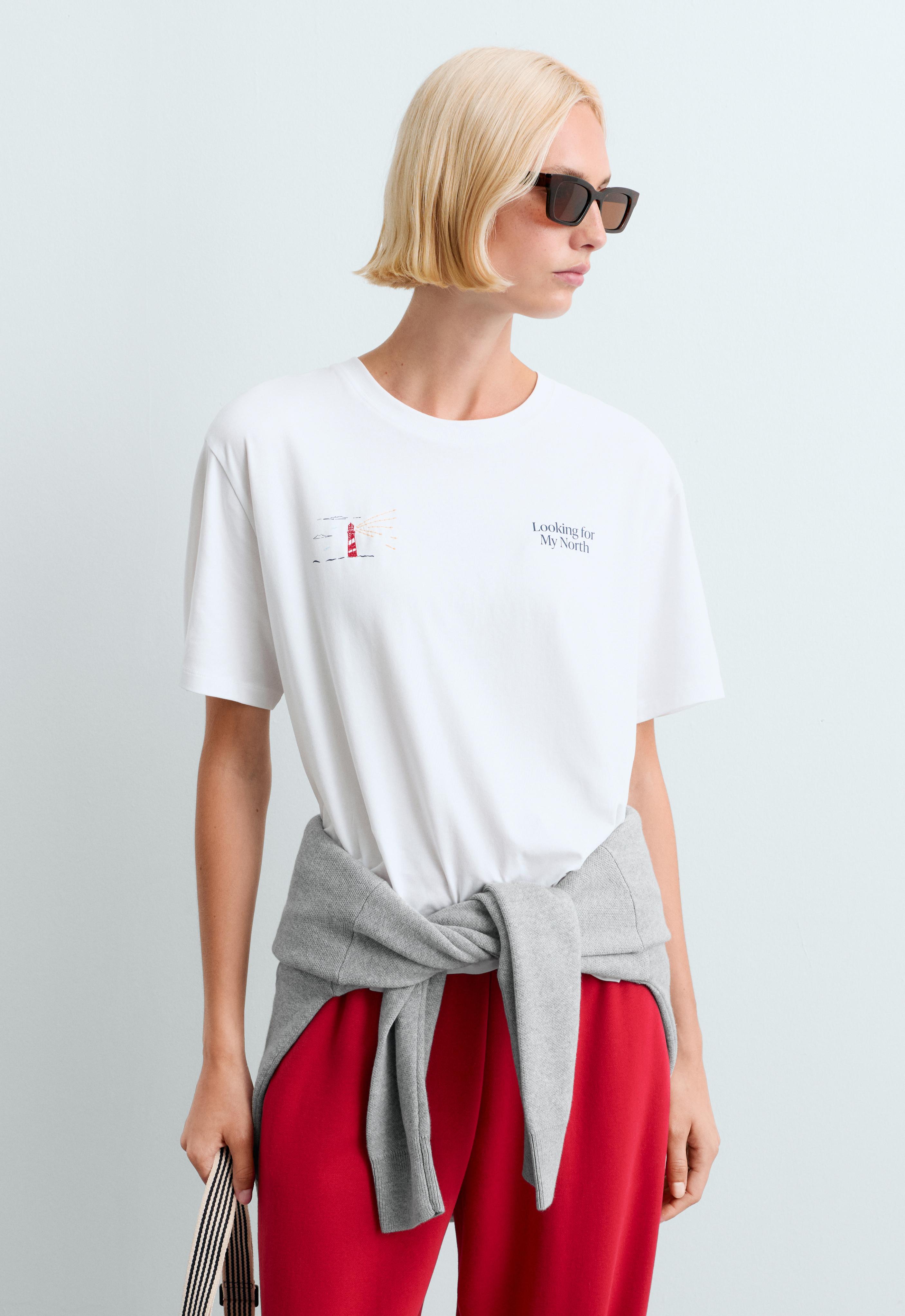 Bedrucktes Boxy-T-Shirt aus Baumwollmischung