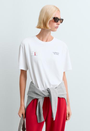 Boxy print cotton blend T-shirt — WHITE  2