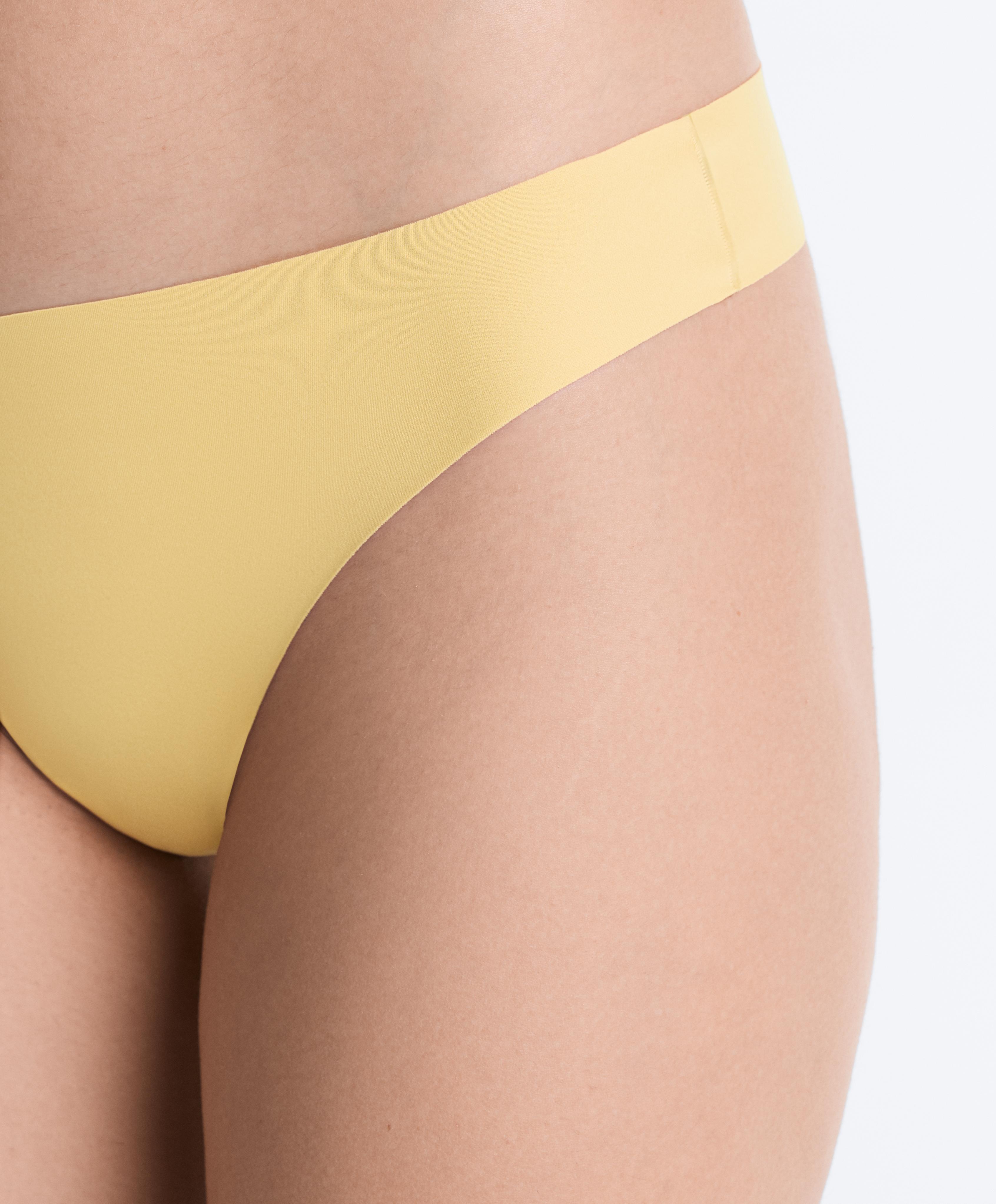 5 laser-cut invisible polyamide blend thongs — MID-YELLOW