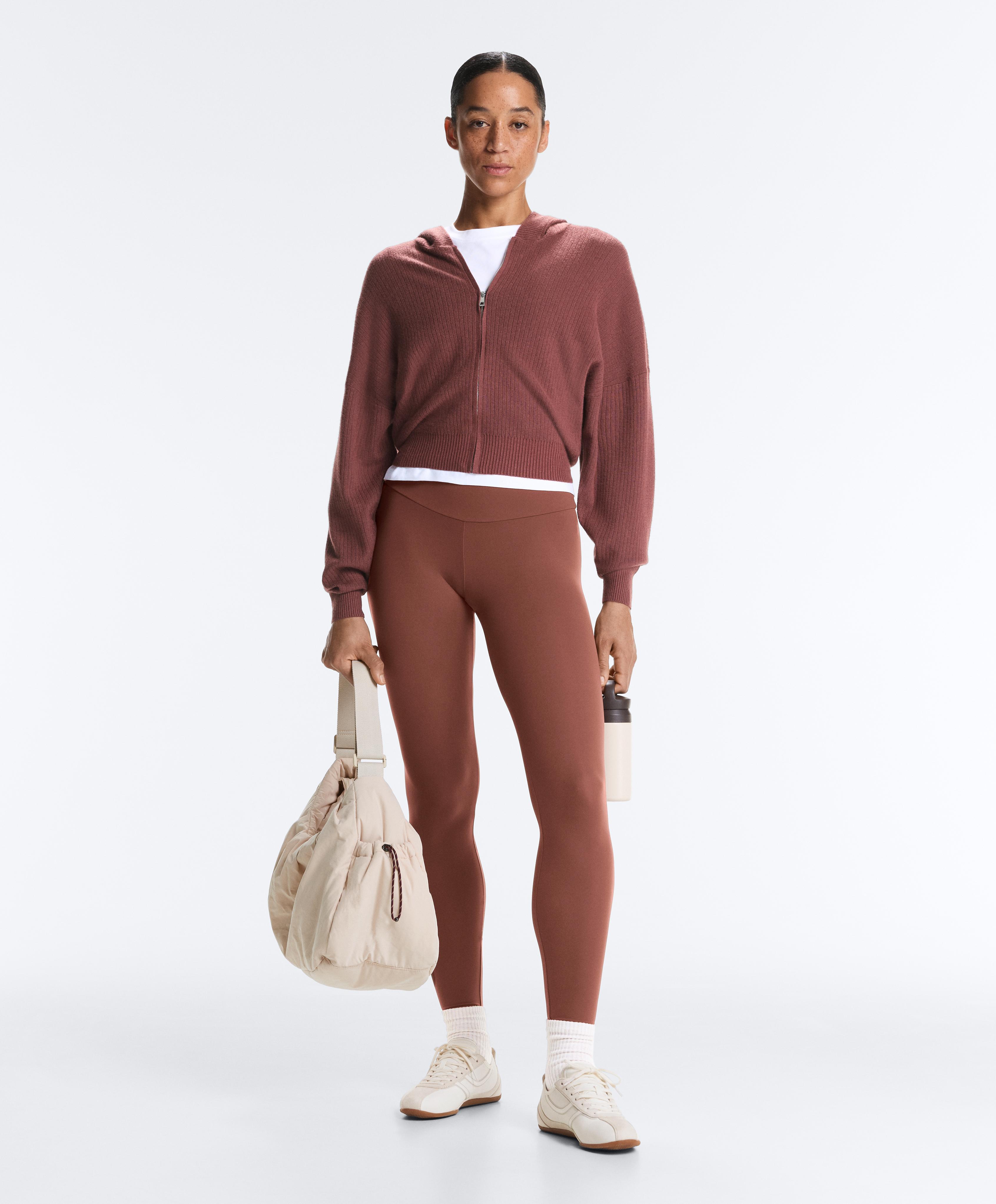 Rib-knit hooded jacket — MAHOGANY