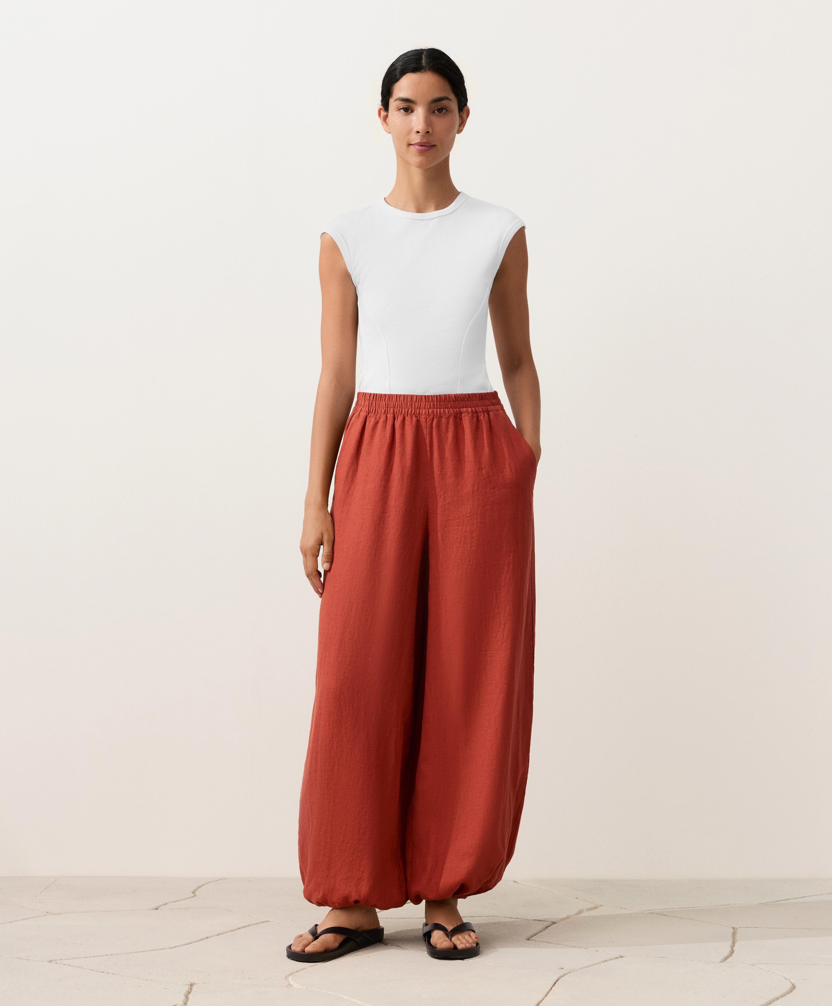 100% linen bloomer trousers — TEA RED