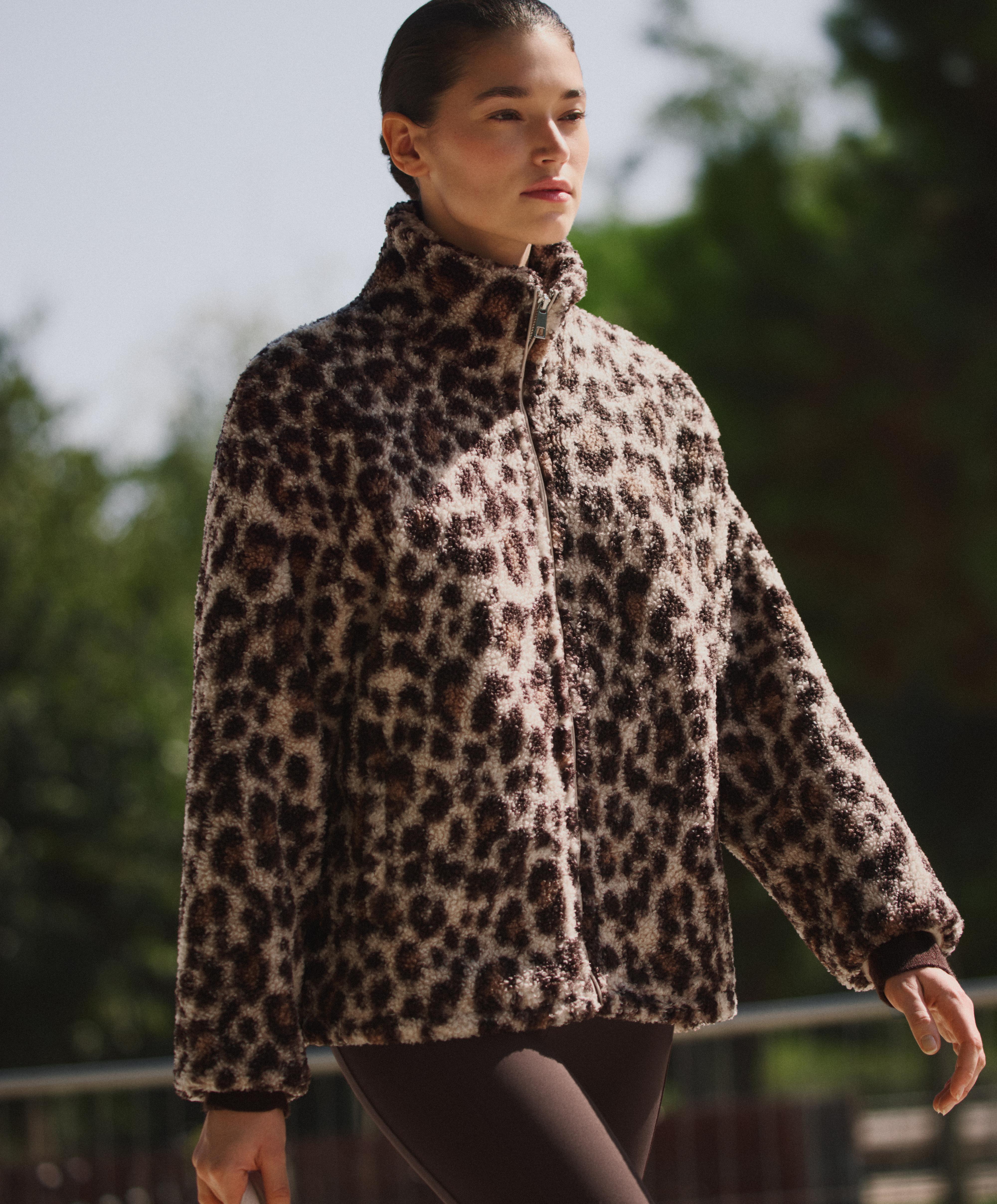 Faux-shearling animal print jacket