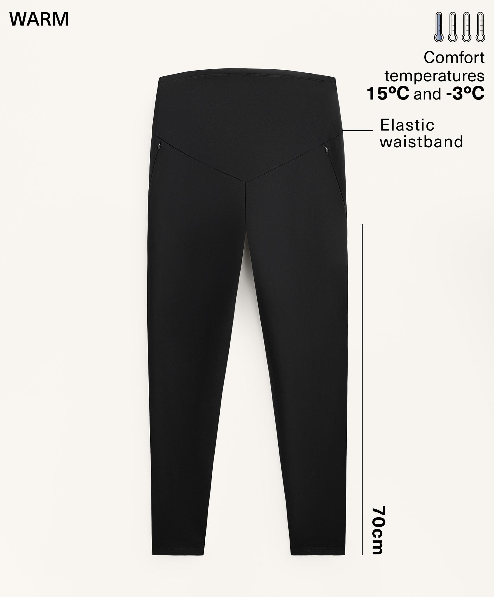 70cm warm maternity ankle-length leggings — BLACK