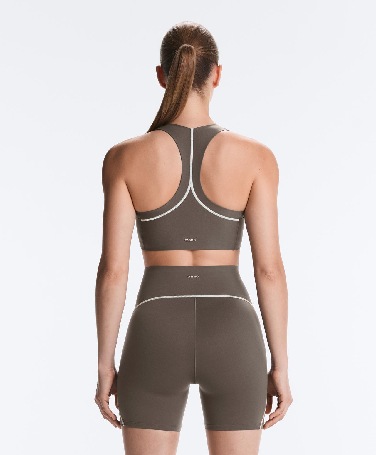 Perfect-adapt medium-support reflective sports bra — CHARCOAL GREY