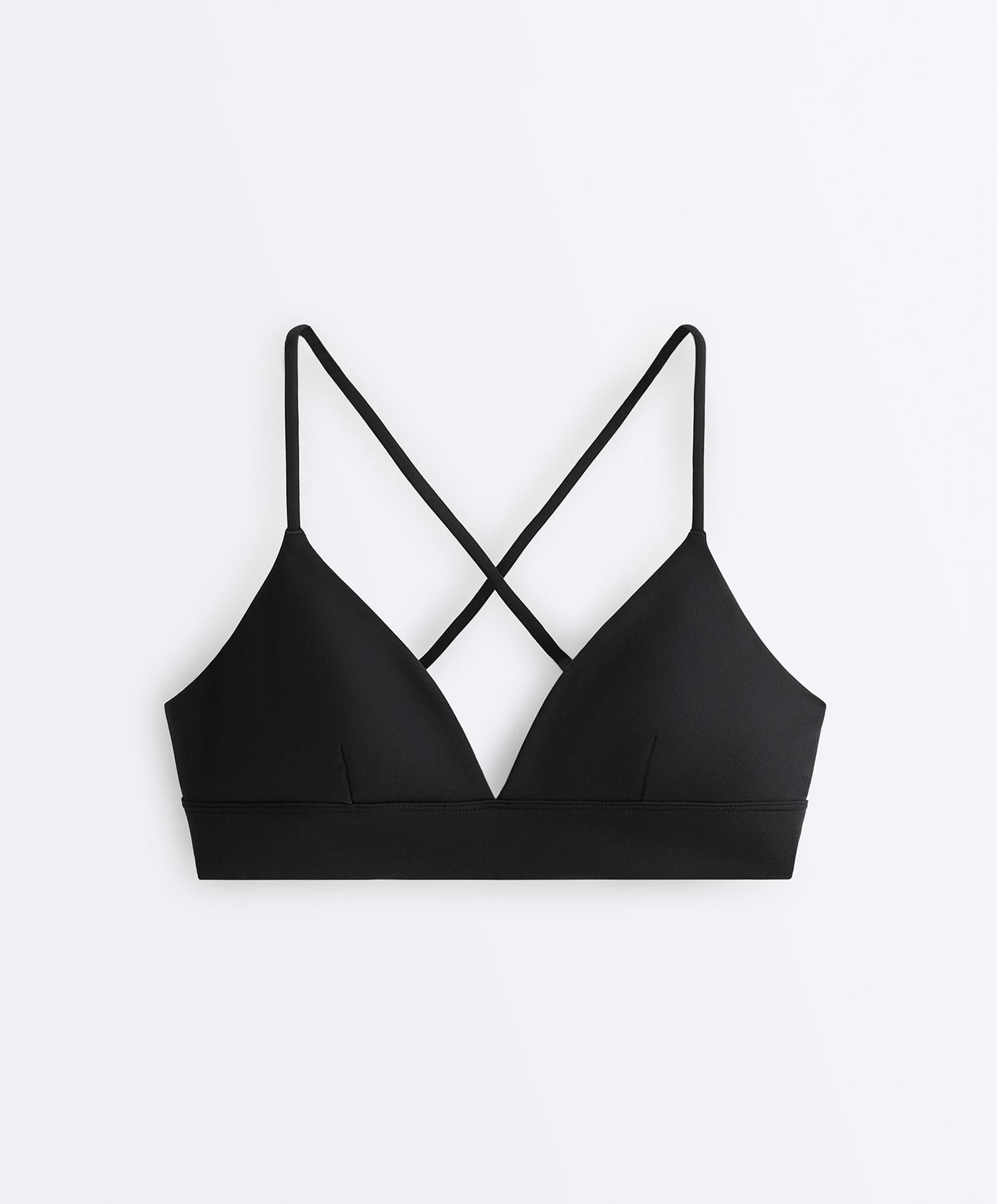 Low-support Comfortlux triangle sports bra — BLACK