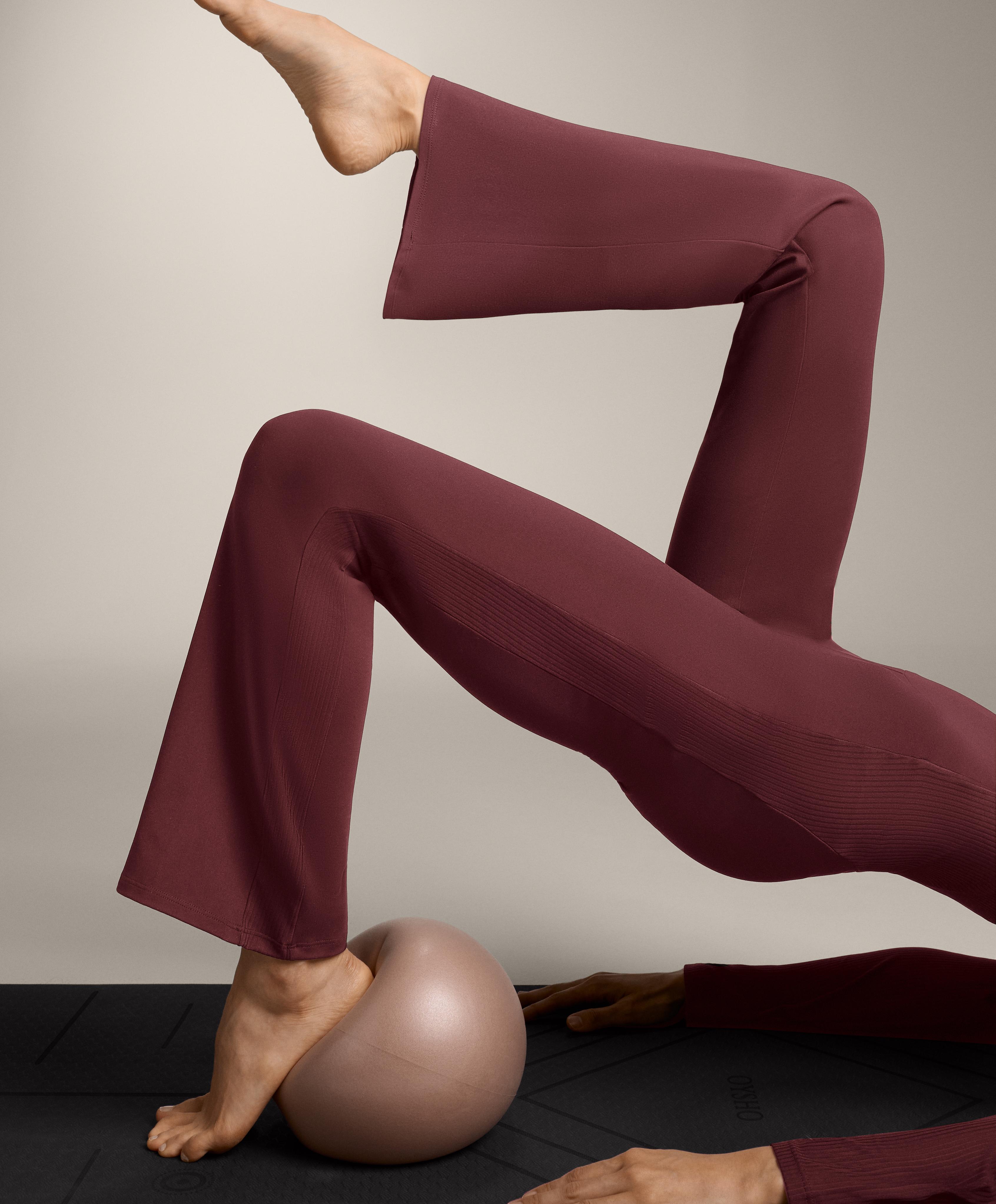 High-rise Comfortlux rib flare trousers — MAROON