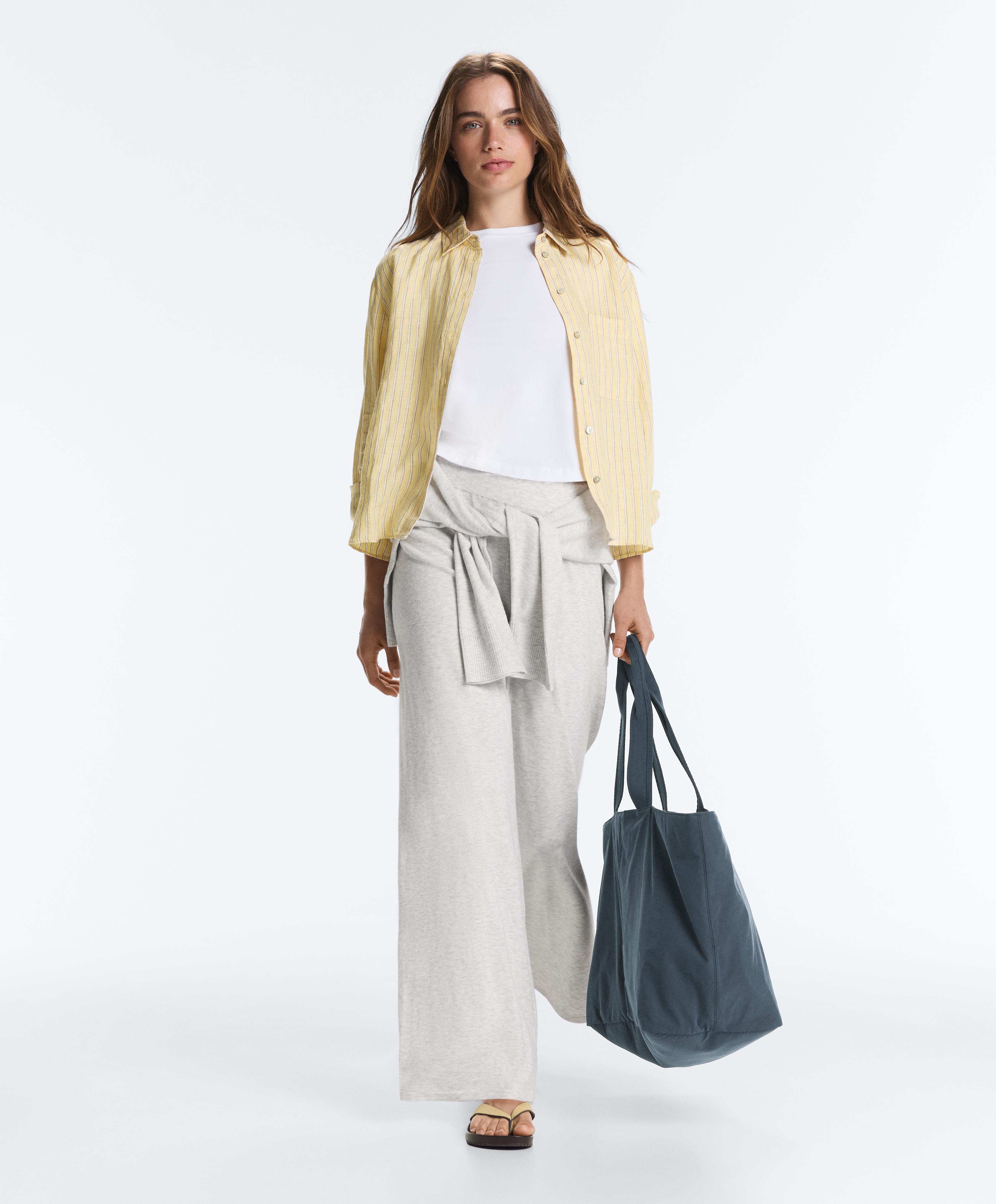 Straight-leg knit trousers — PALE GREY MELANGE