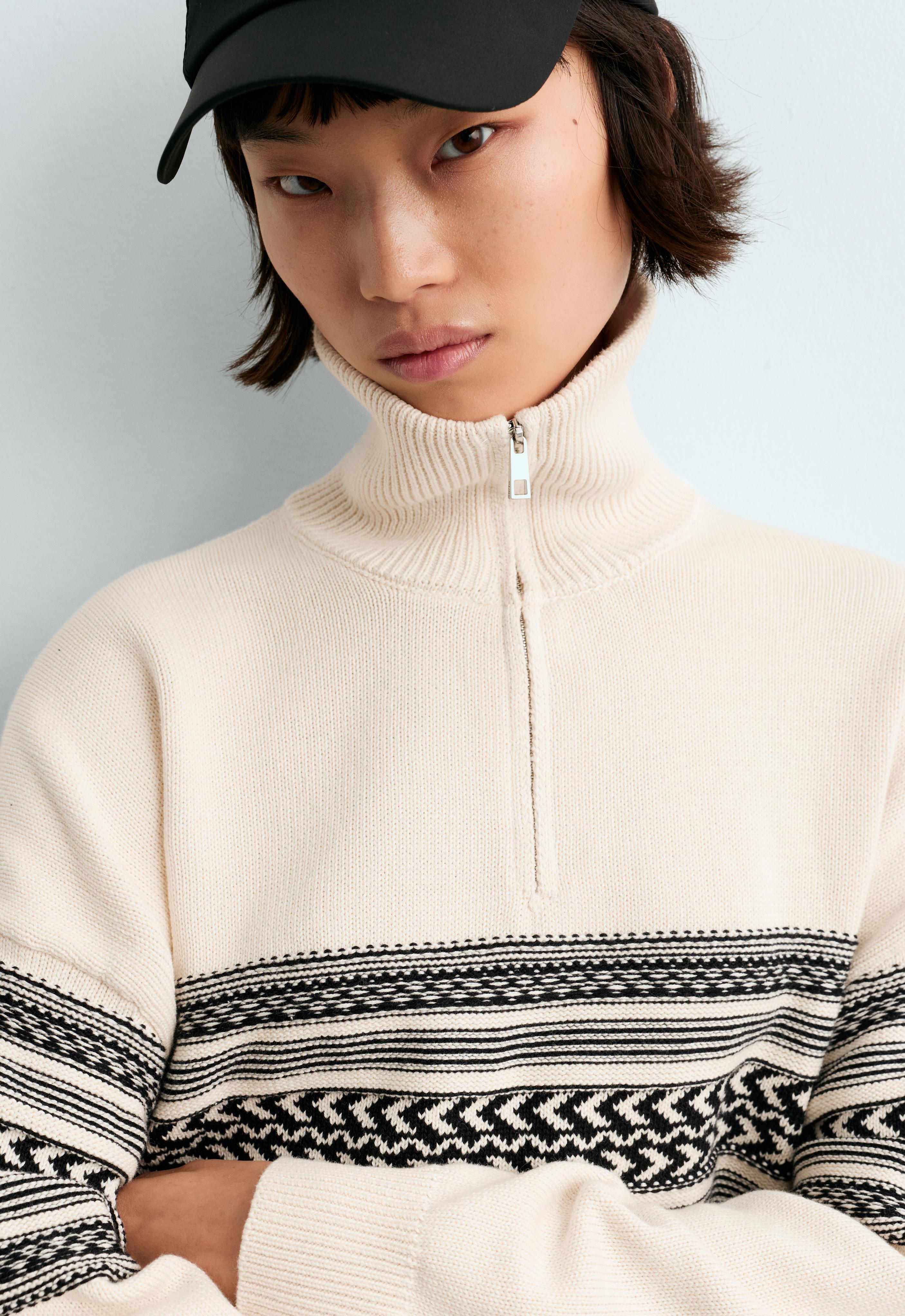 Strick-Pullover aus 100 % Baumwolle mit Jacquard