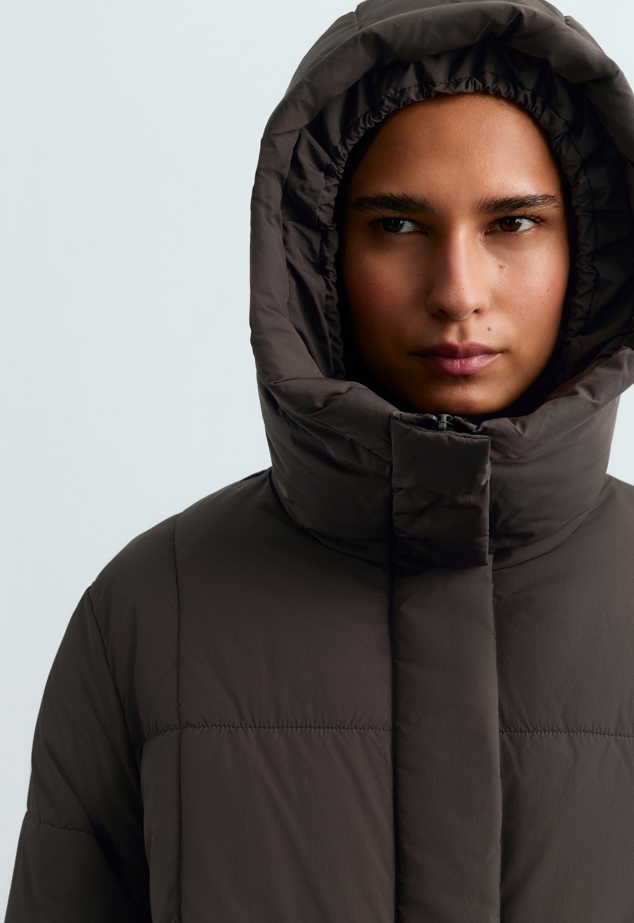 Padded Primaloft® water-repellent A-line jacket — DARK BROWN