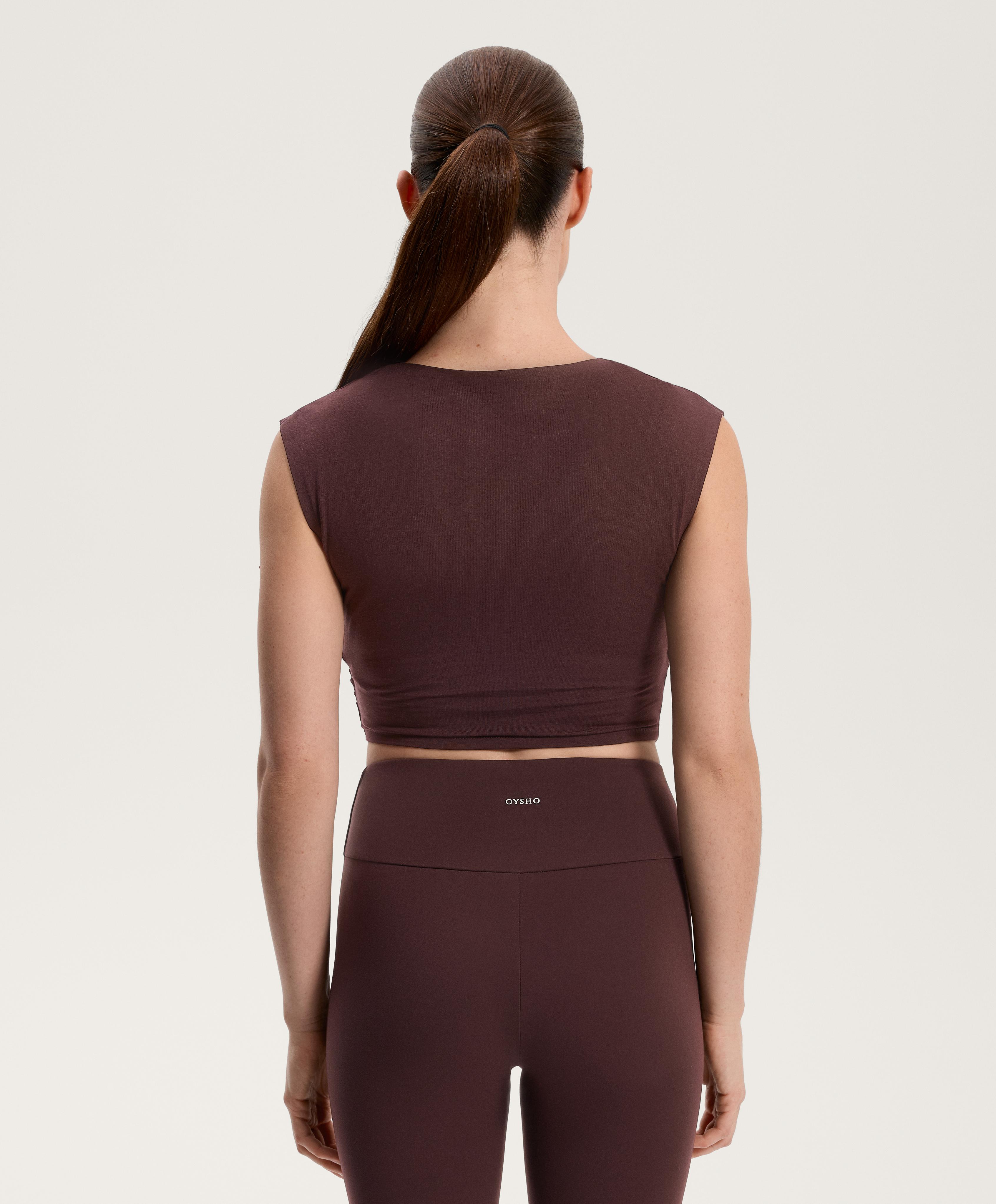 Maglietta crop incrociata misto cotone Maglietta crop incrociata misto cotone