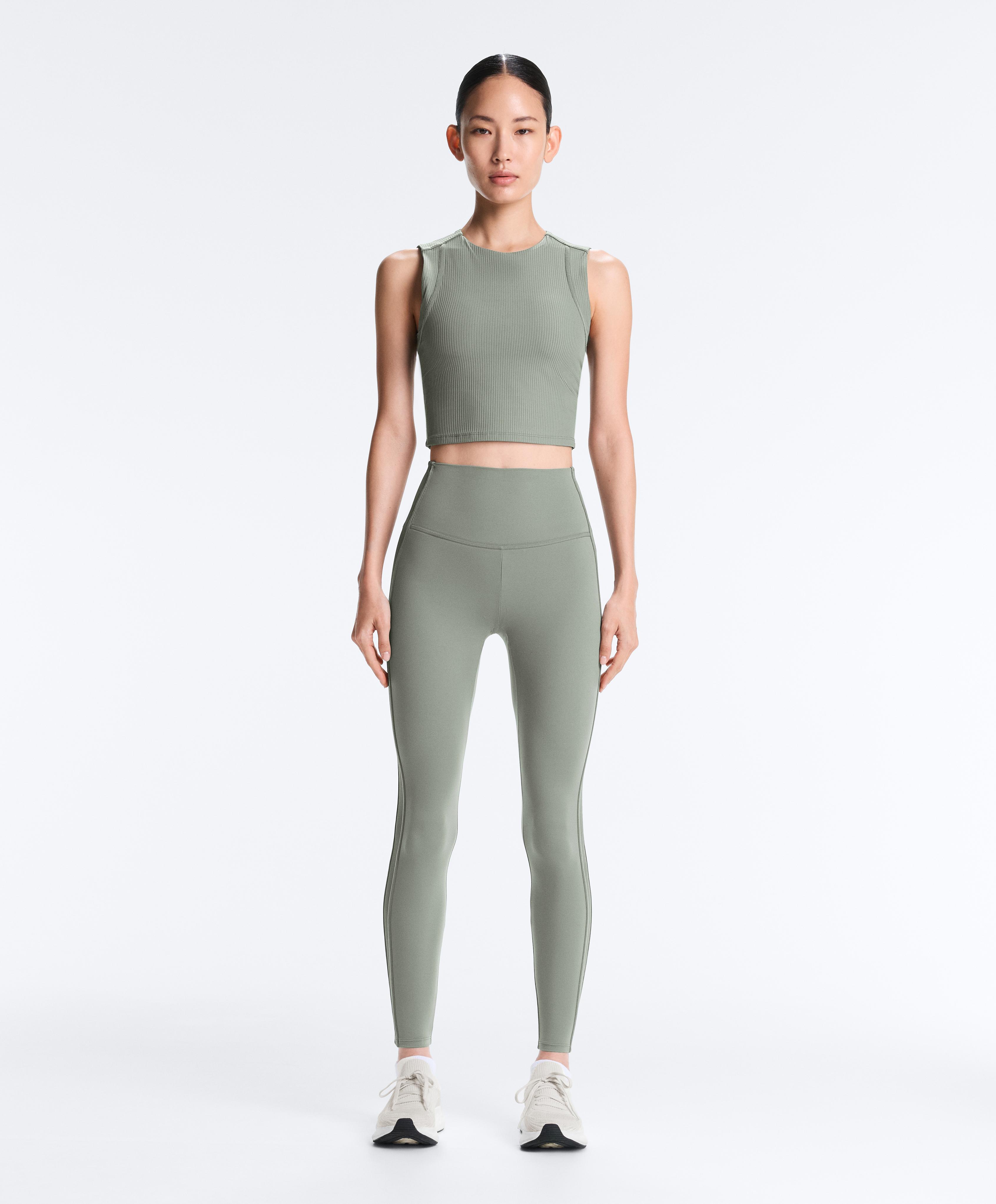 Sleeveless Rib Comfortlux Tank Top — KHAKI-GREY