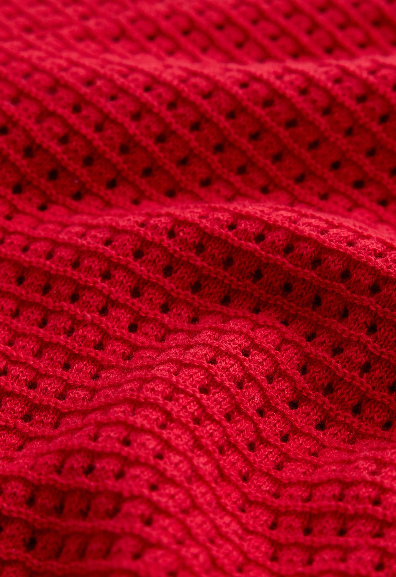 Cotton openwork knit shorts — BRIGHT RED