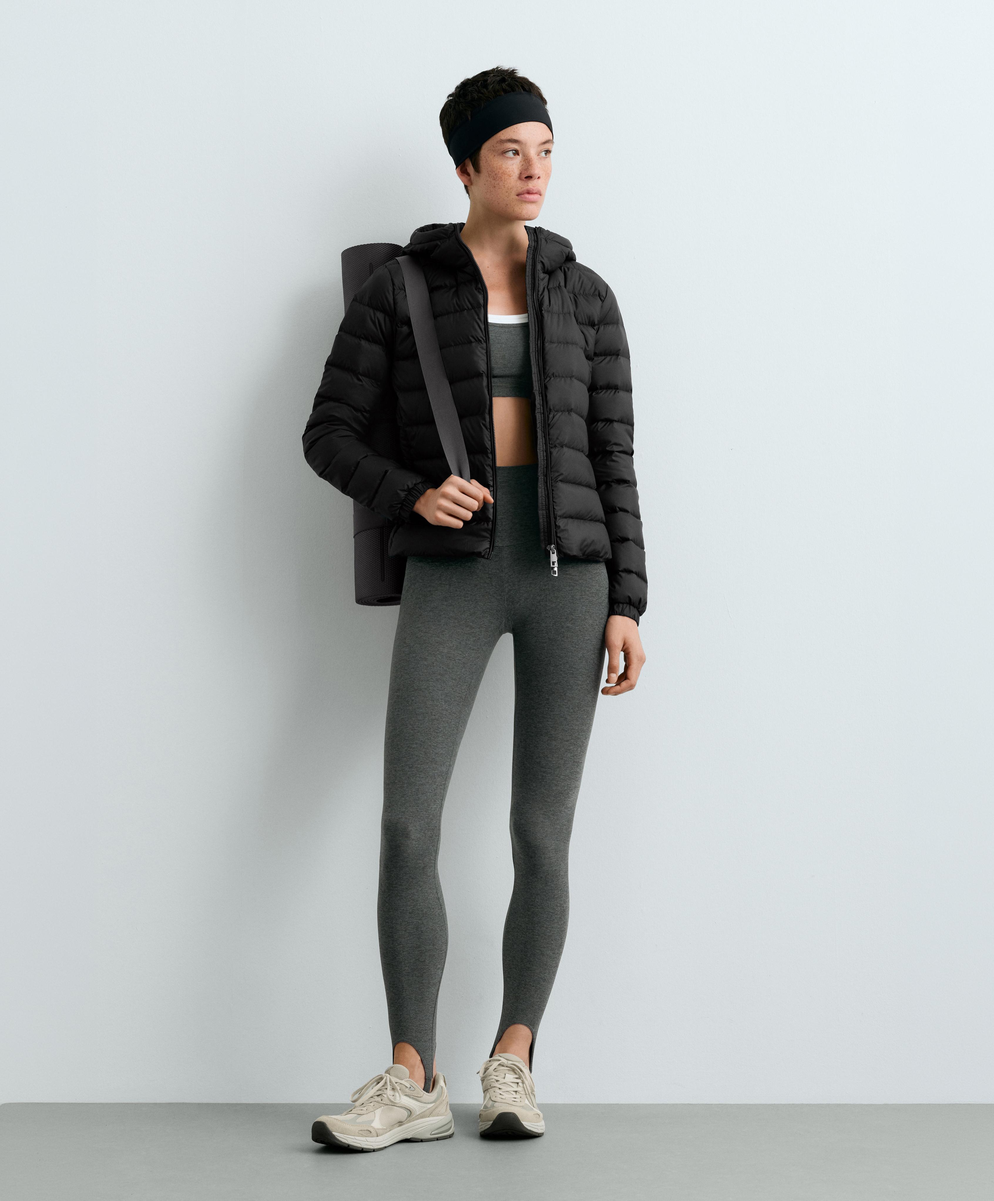 Packable 100% down short puffer jacket — BLACK
