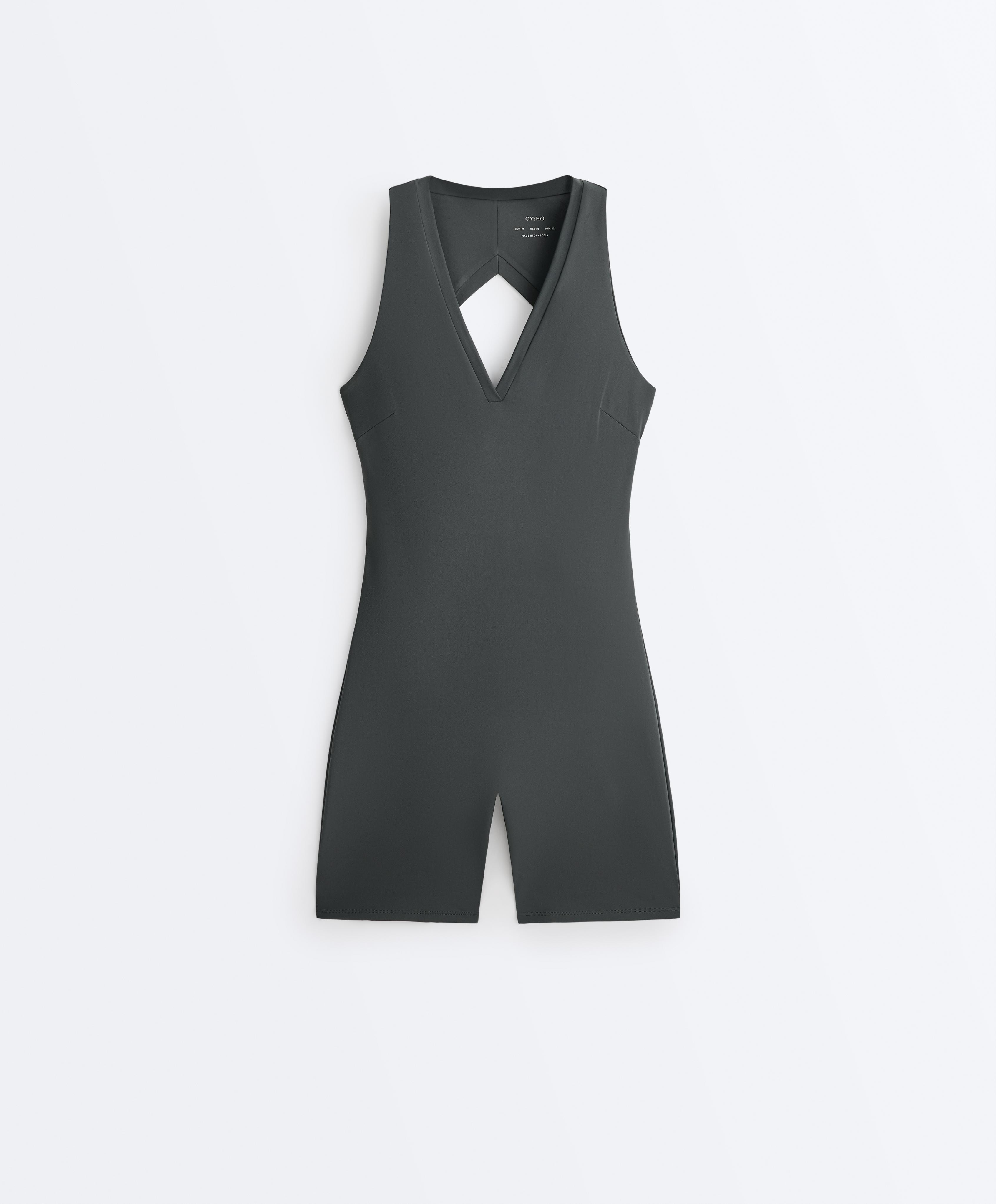 Open-back Comfortlux short jumpsuit — STEEL GREY