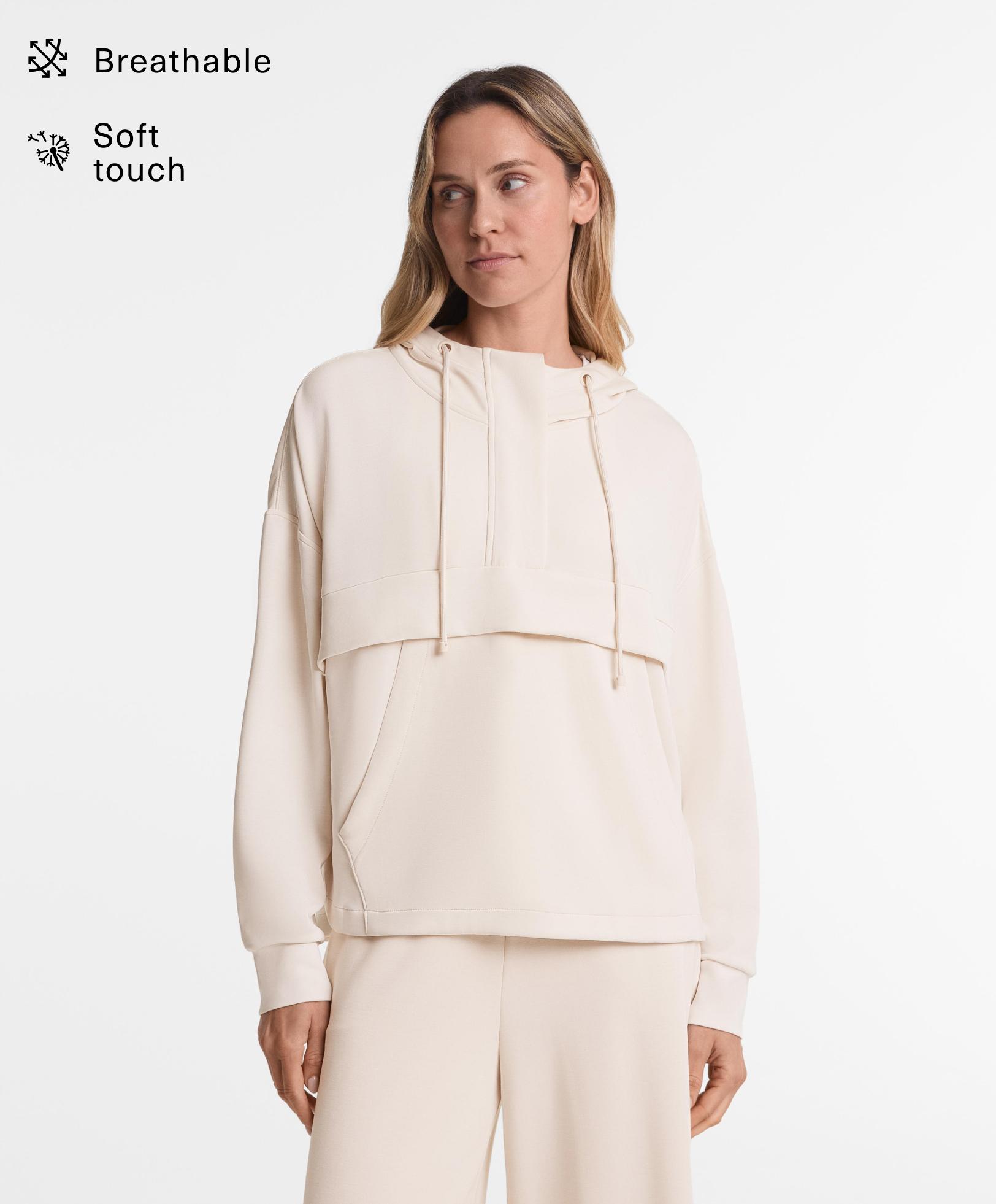 Soft-touch sweatshirt with modal and zip