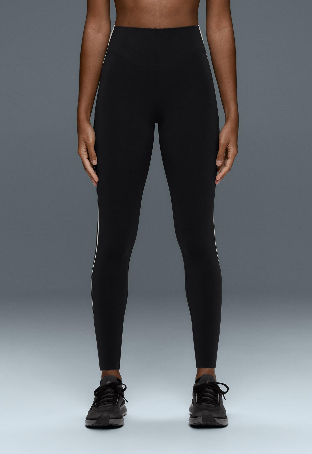 ankle-length High rise Compressive Core control block leggings — BLACK