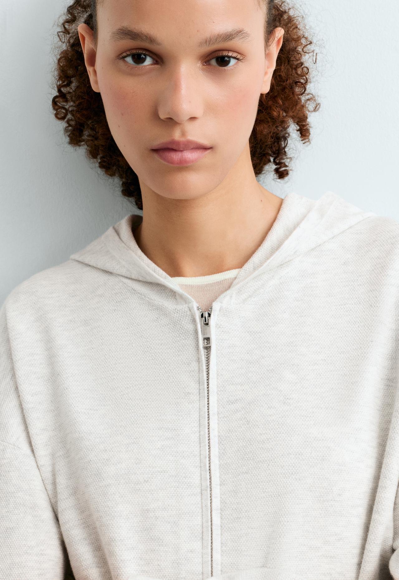 Knit hooded jacket — PALE GREY MELANGE