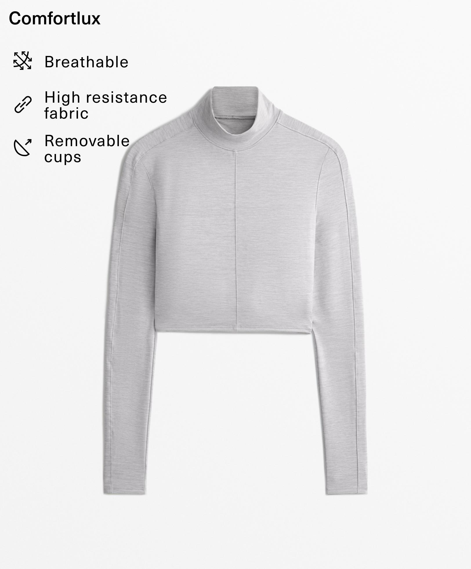 Comfortlux high-neck long-sleeved crop T-shirt - Sale
