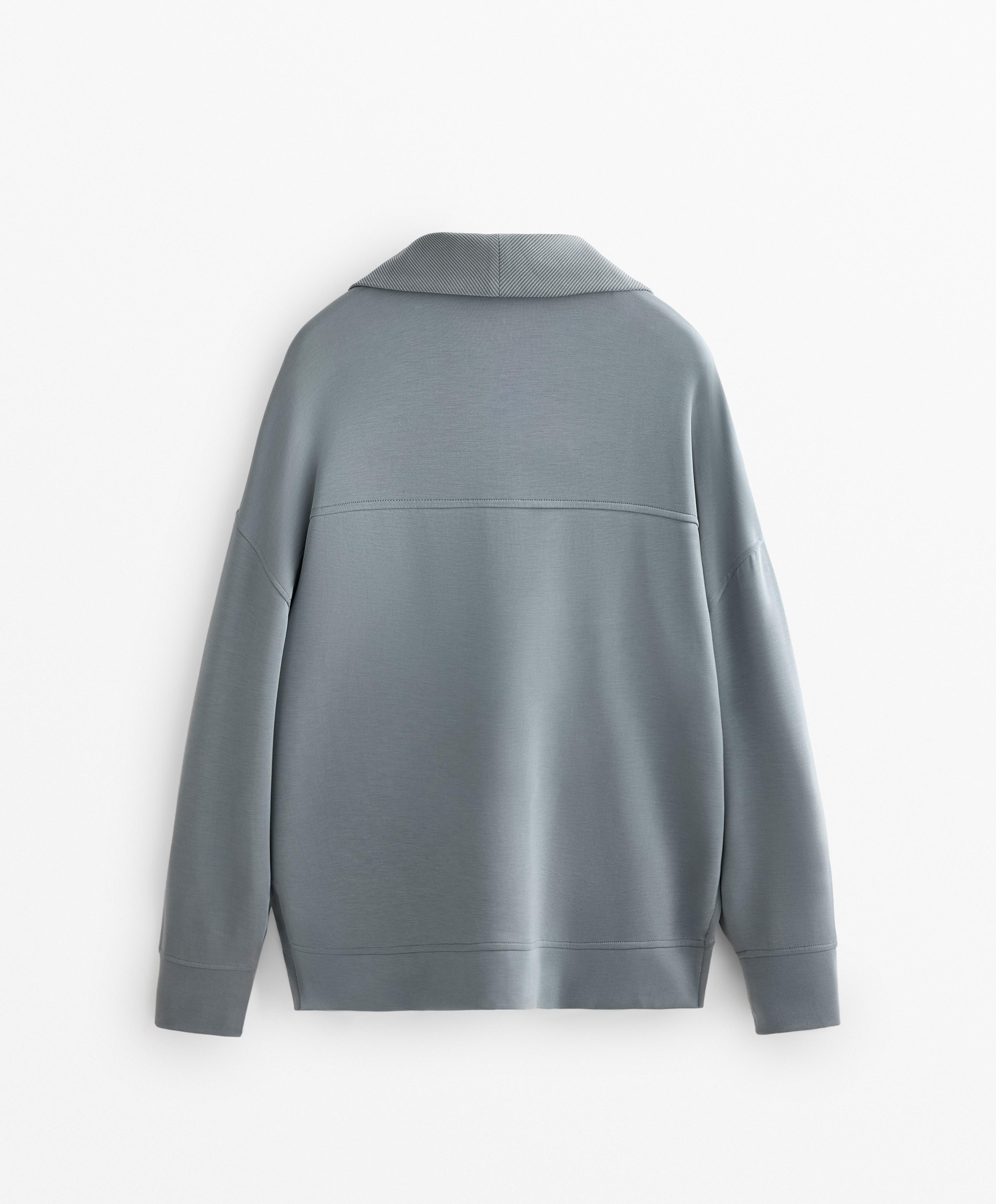 Long high neck sweatshirt with soft touch modal