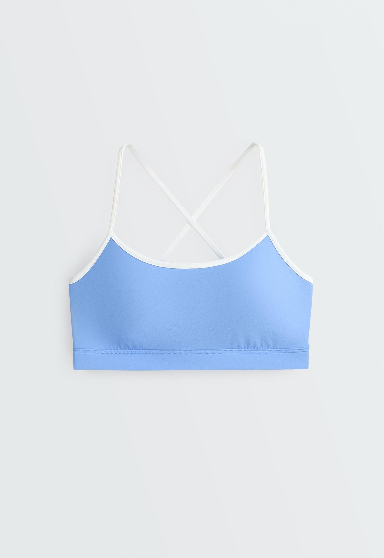 Low-support Comfortlux sports bra with piping — PALE LAVENDER BLUE