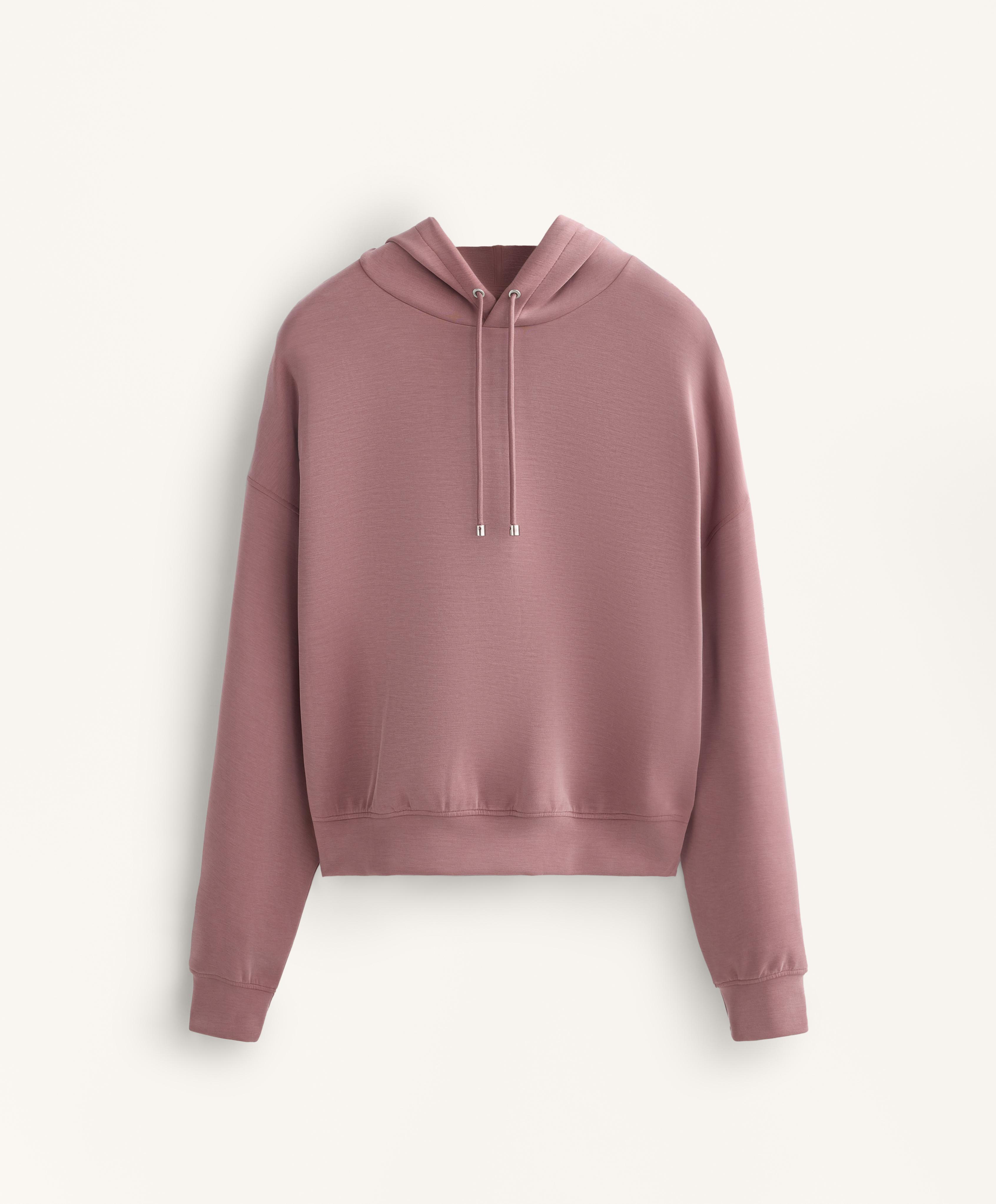Boxy hoodie with brushed modal — PINK-MAUVE