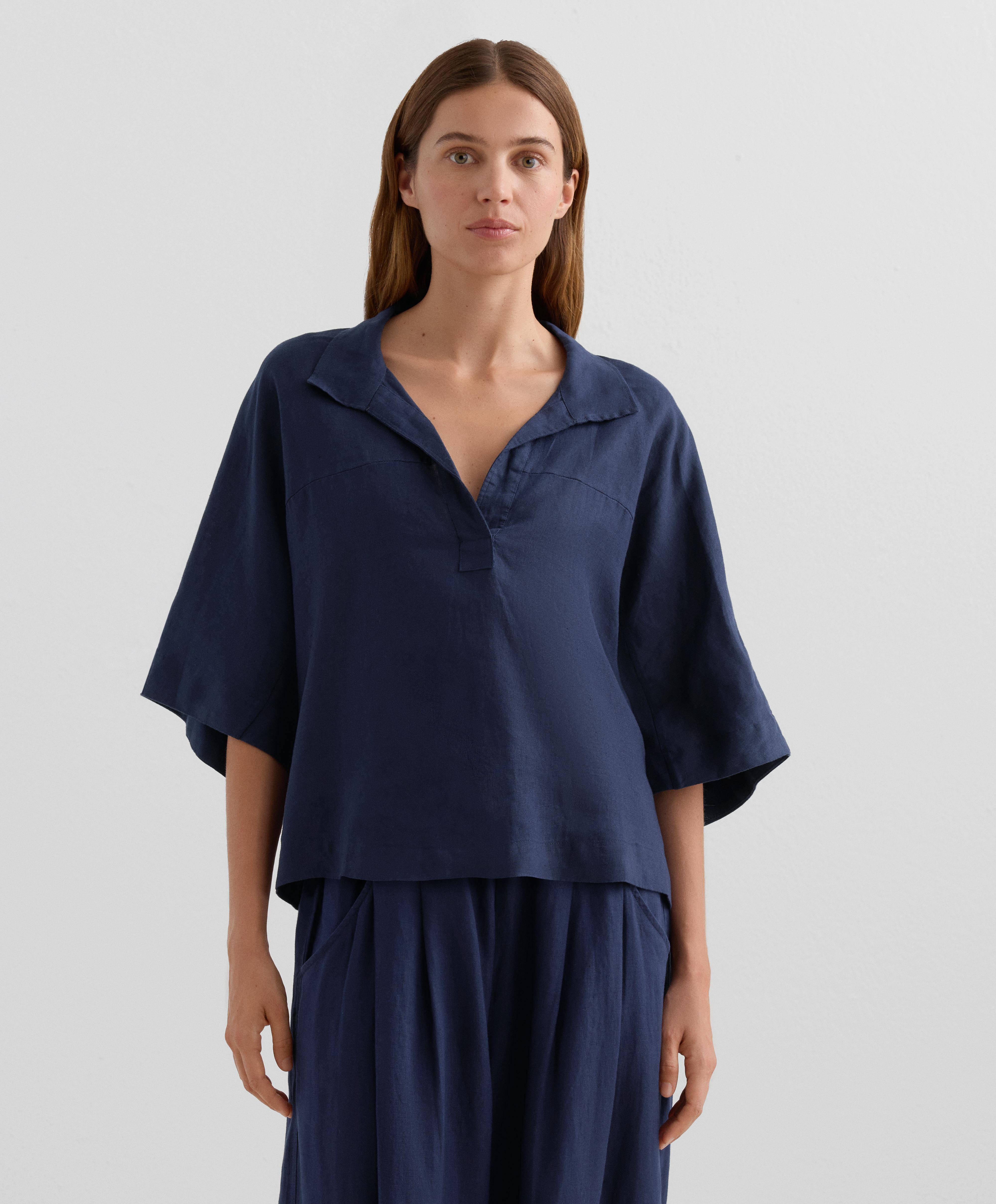 Oversized short sleeve 100% linen shirt