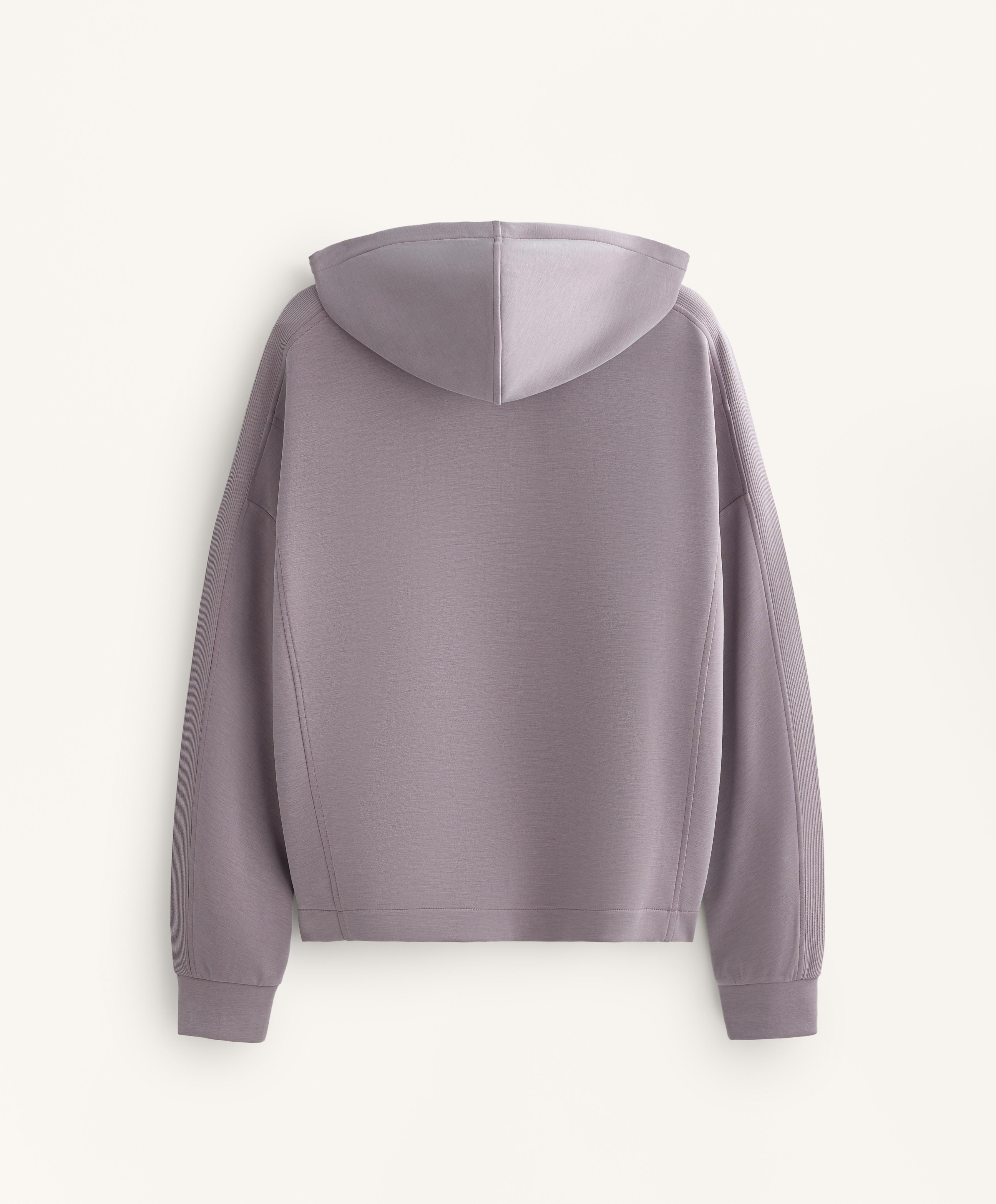 Brushed modal hooded jacket with rib details Brushed modal hooded jacket with rib details