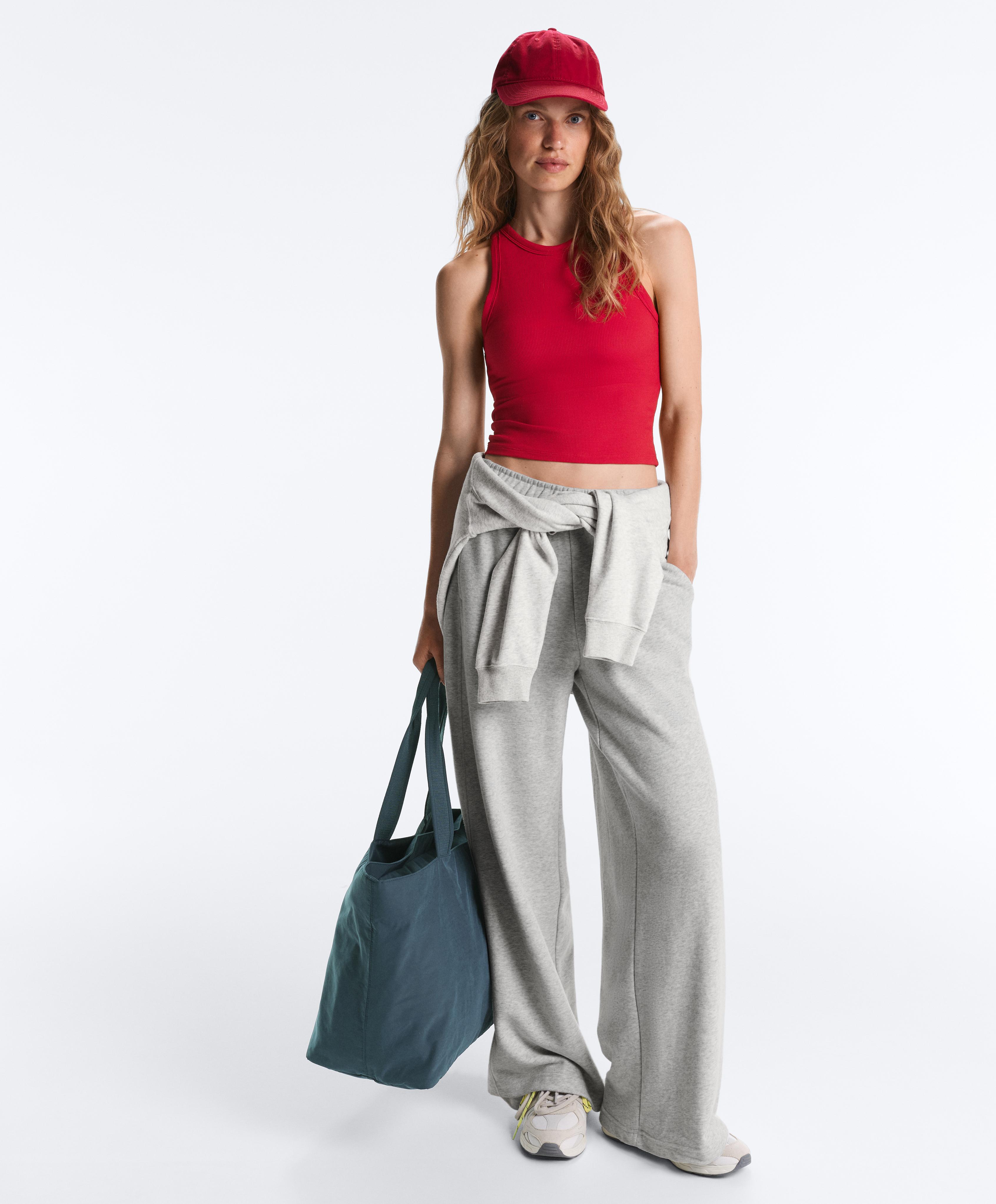 Rib modal blend long tank top — BRIGHT RED