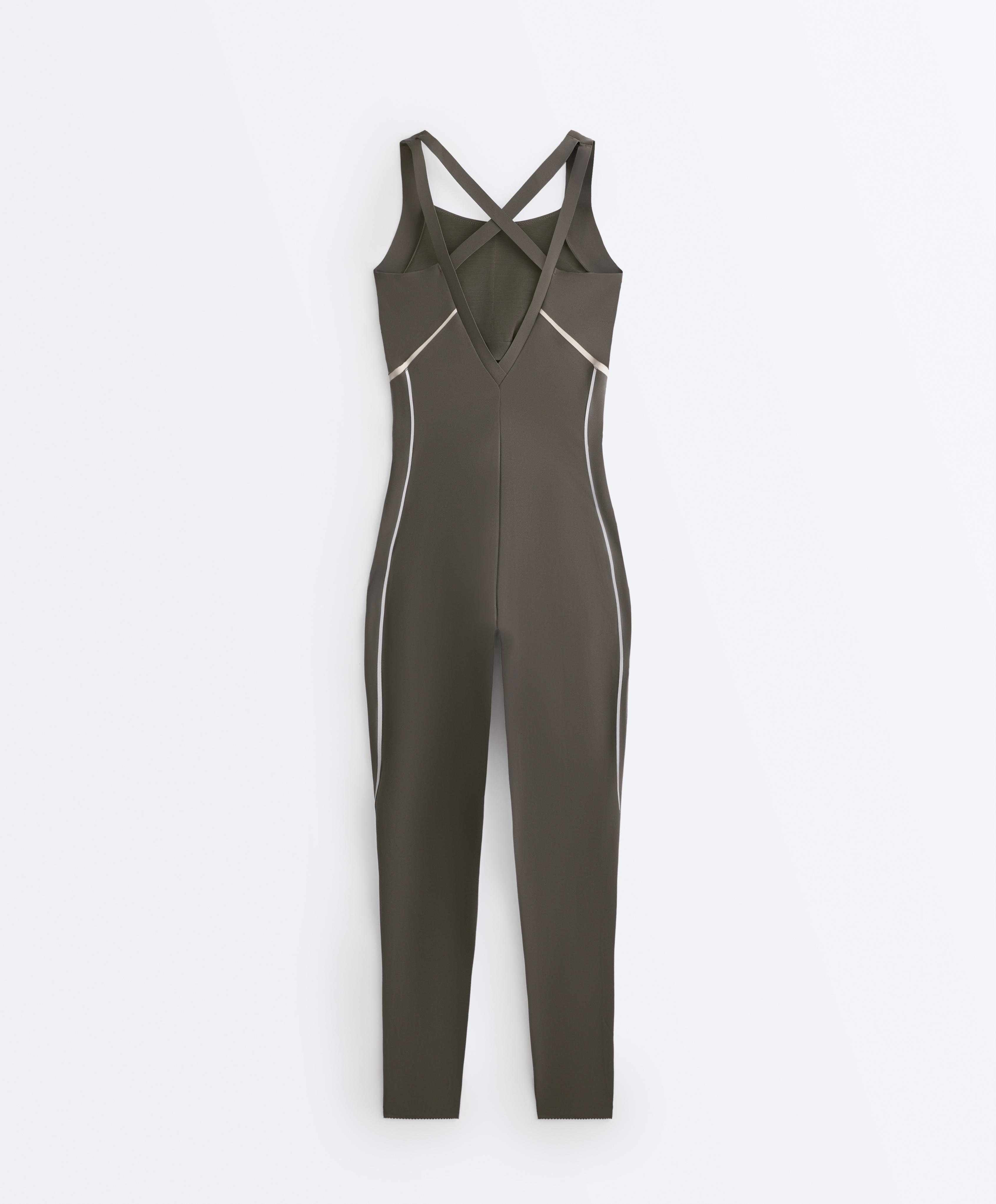 Compressive reflective jumpsuit — CHARCOAL GREY