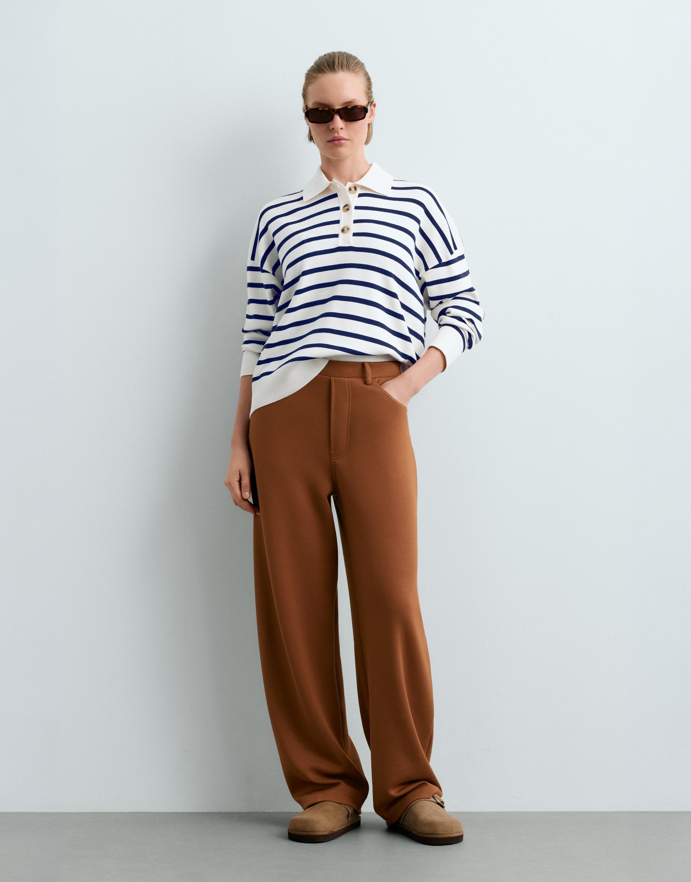 5-pocket straight-leg trousers — COGNAC