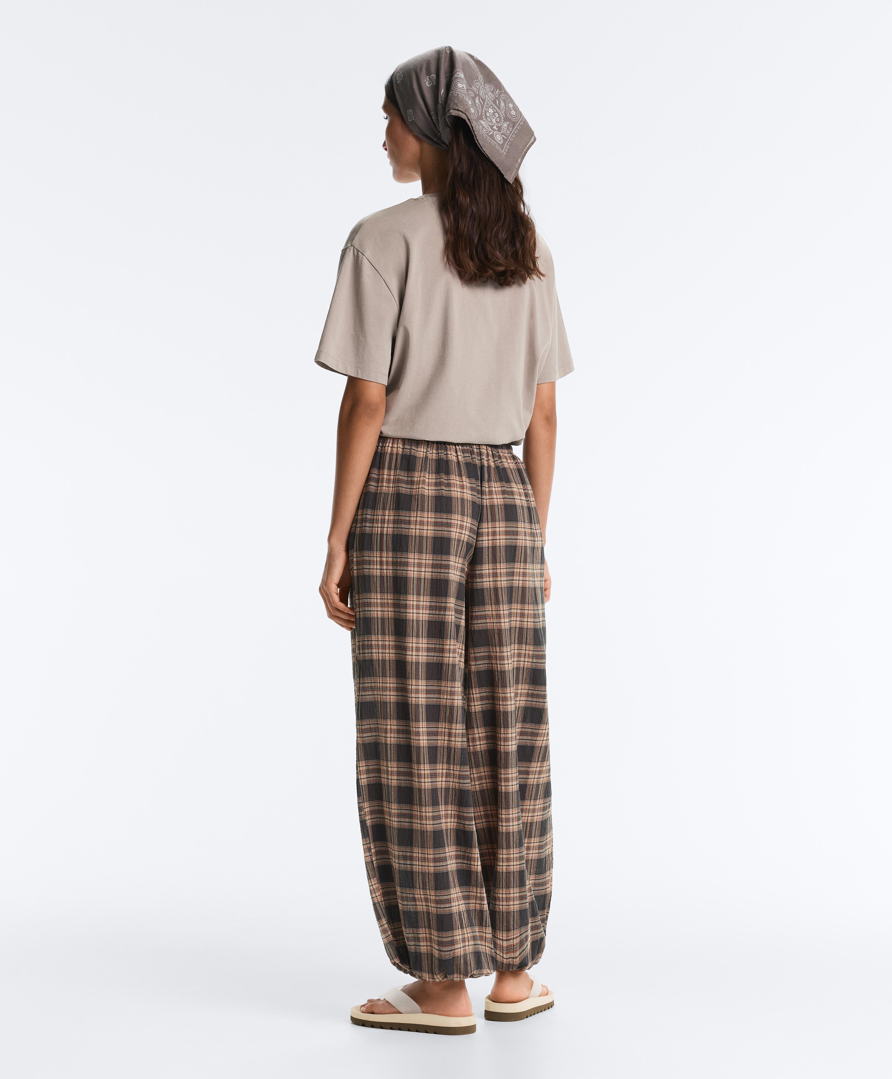 Check cotton-blend bloomer trousers — WASHED BLACK
