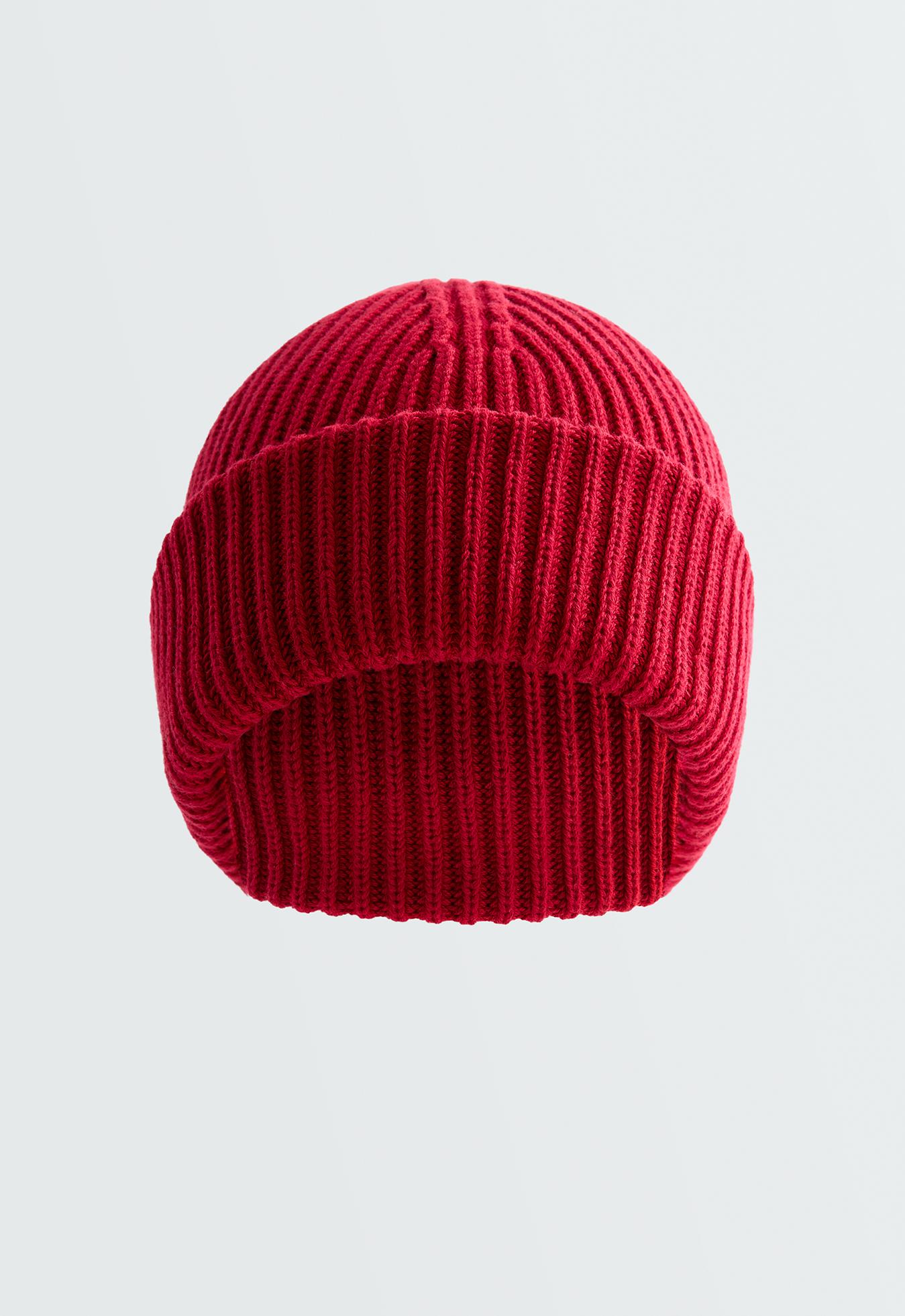 100% cotton ribbed beanie — CORDOVAN RED