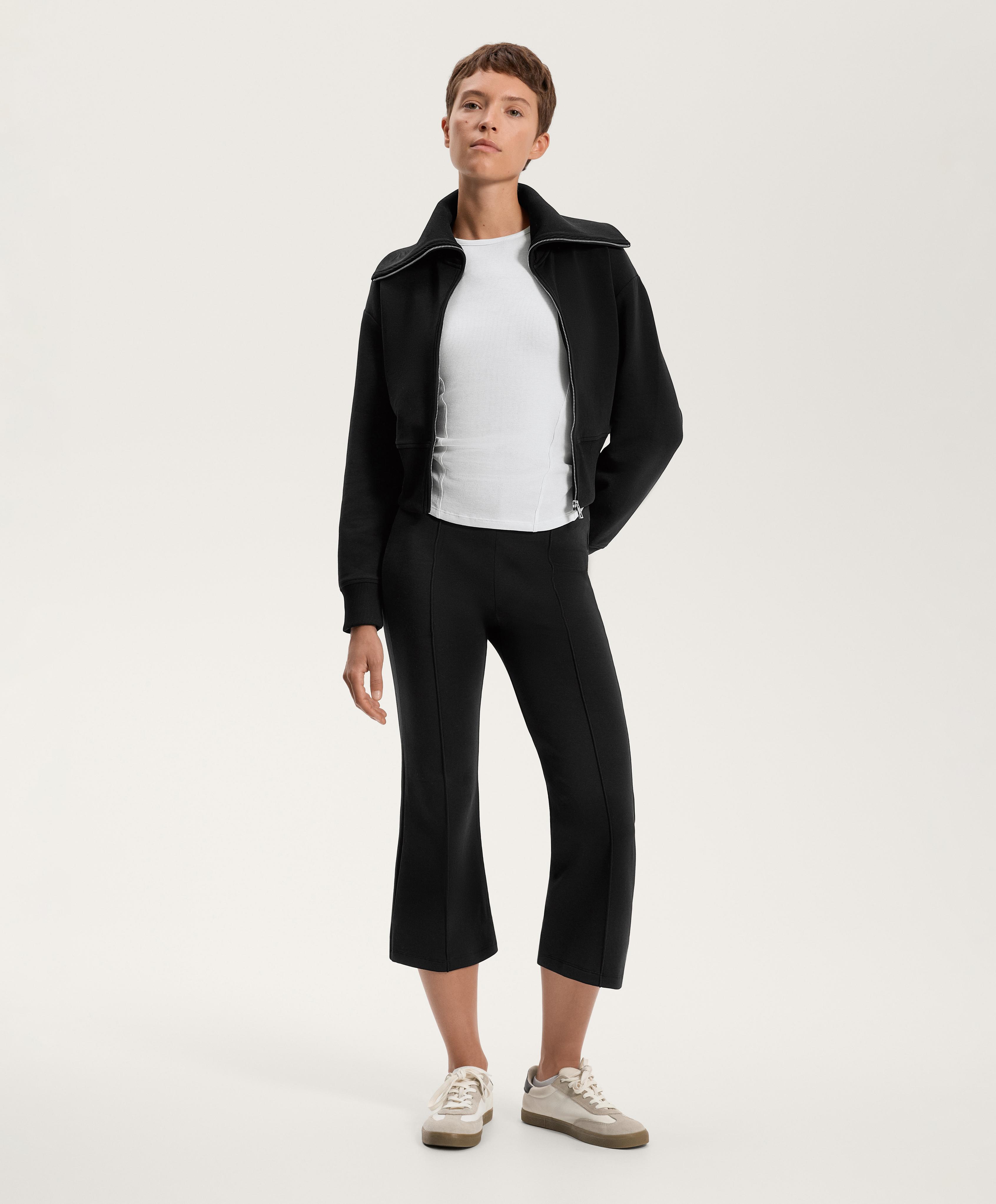 Capri flare broek met ribdetail van gemengd katoen - Sale