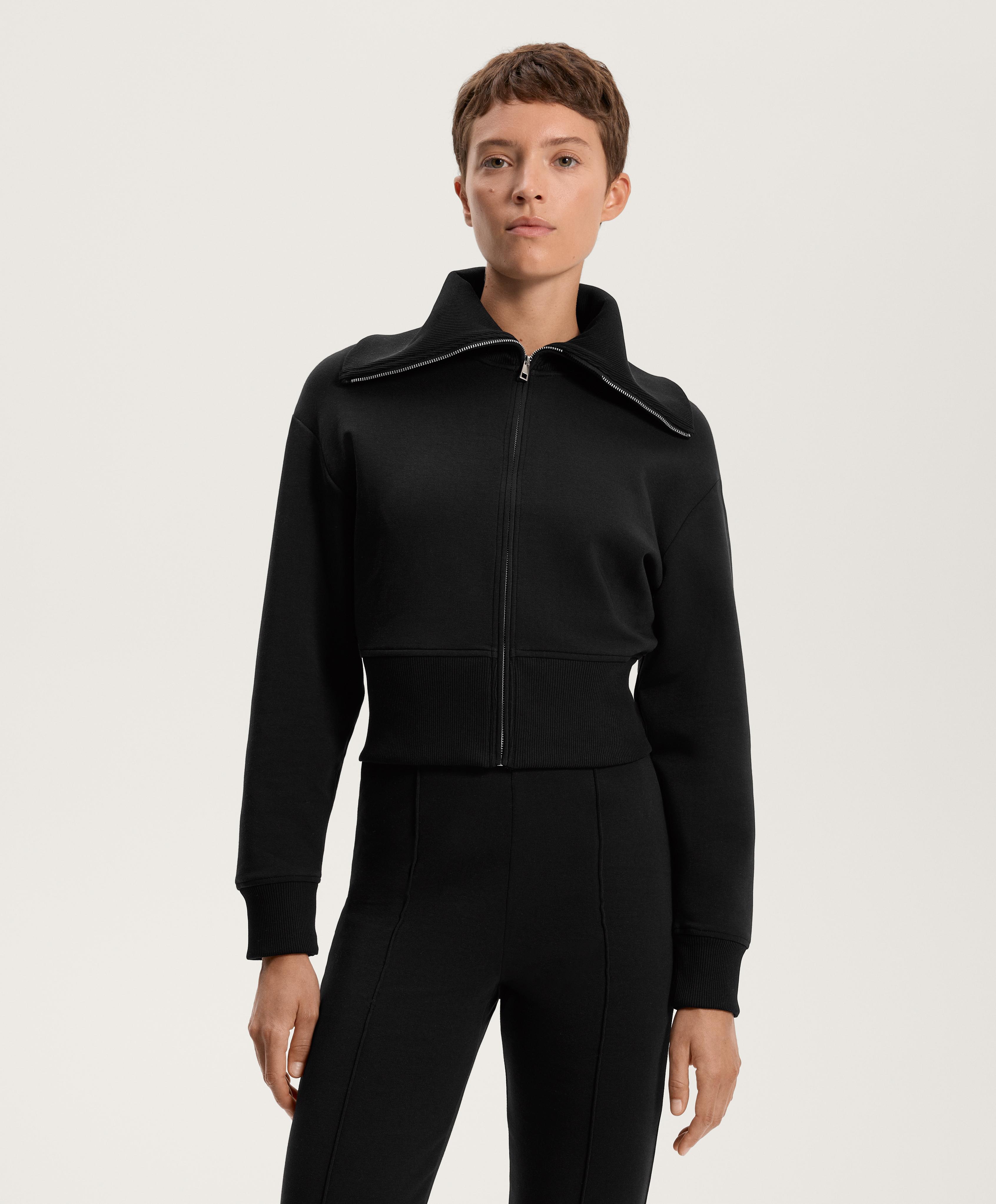 Cotton blend high neck jacket