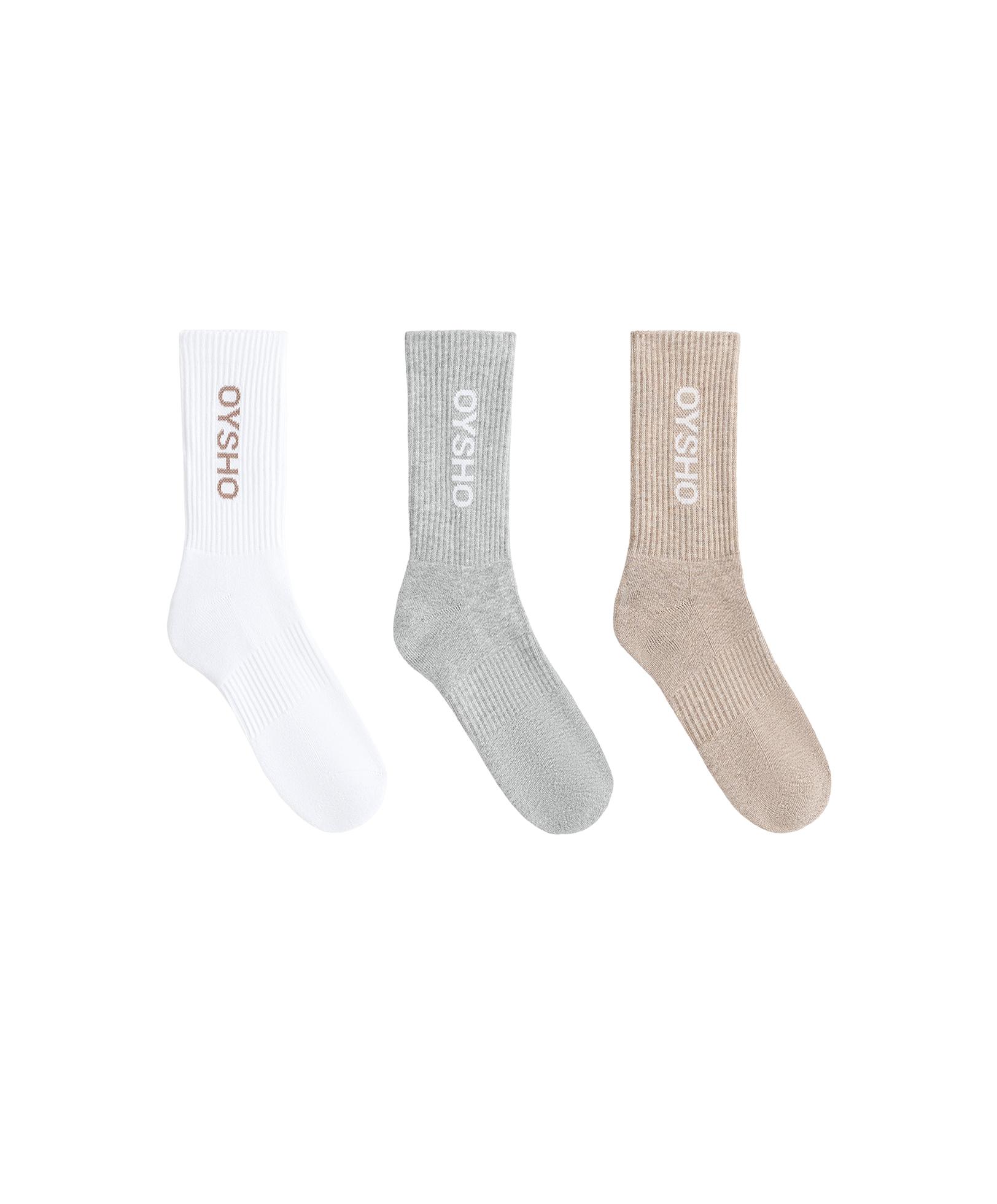3 pairs of cotton blend classic socks — WHITE