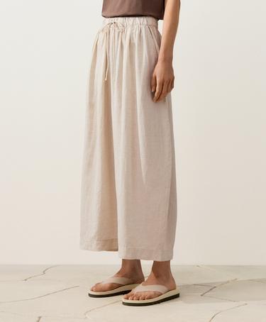 100% linen crop balloon trousers — SAND MELANGE 1