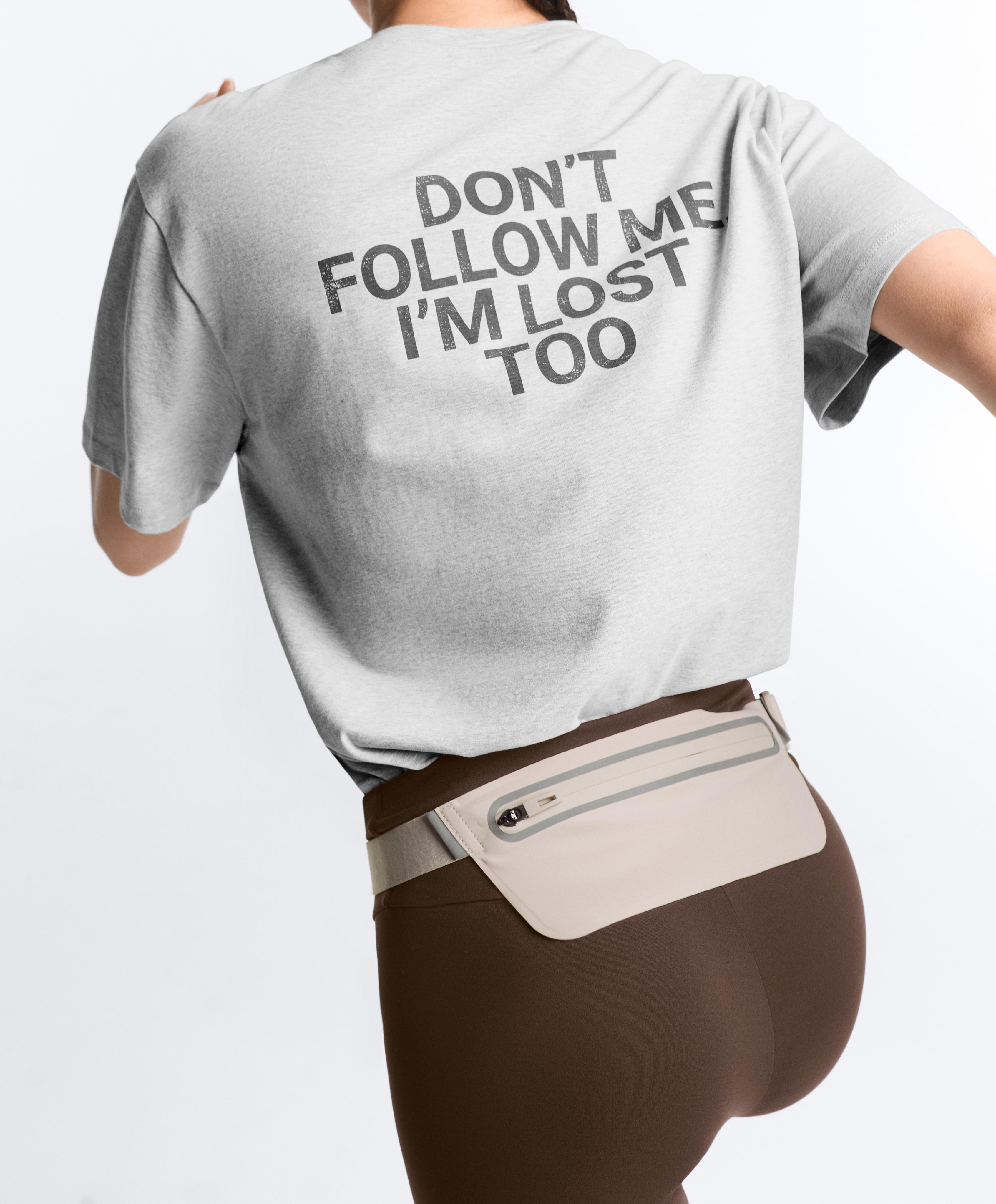 Boxy cotton blend T-shirt with slogan