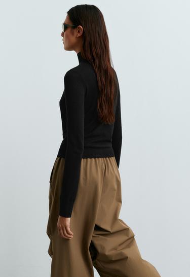Fine knit jumper with Perkins neck — BLACK 4