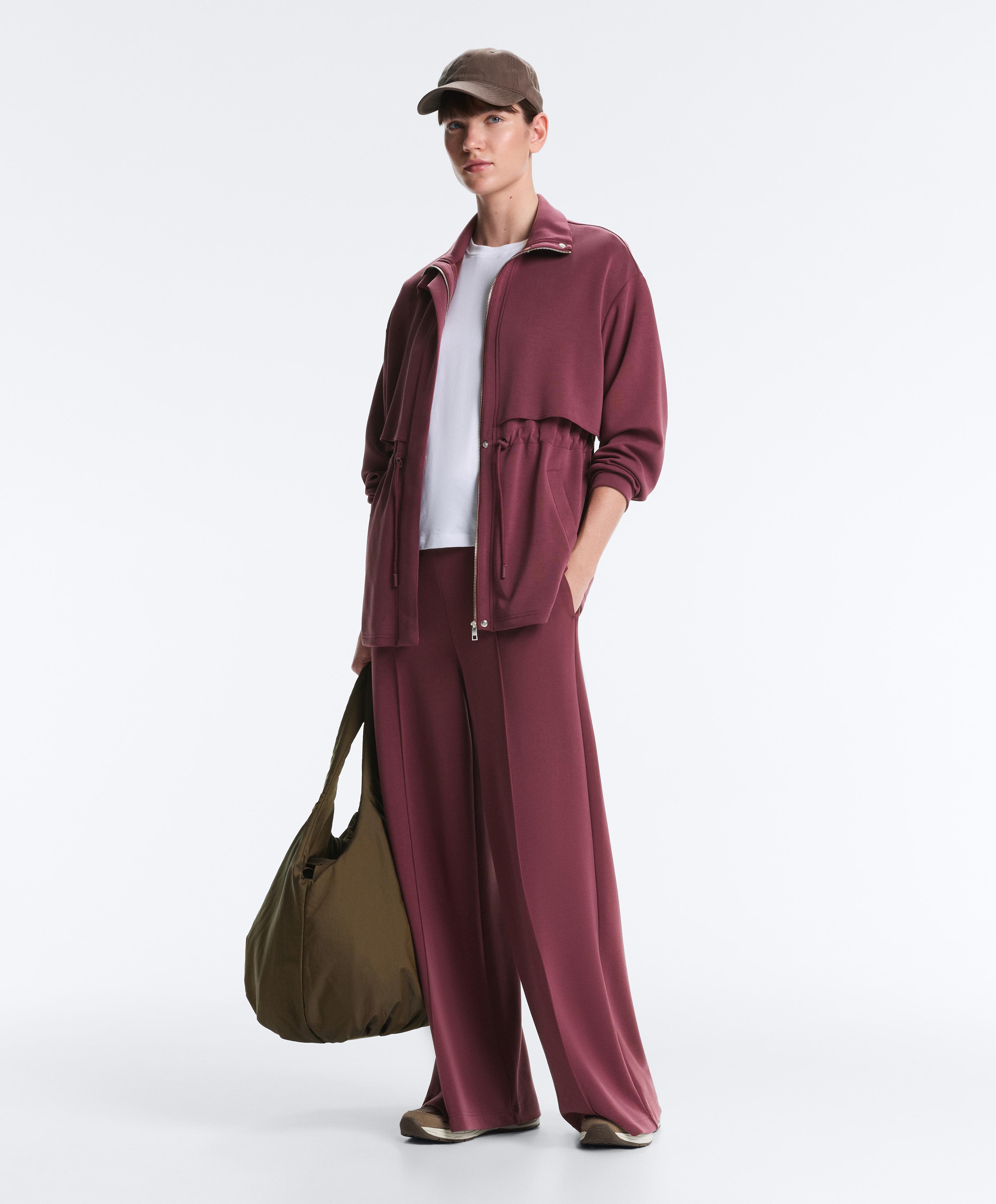 Straight-leg trousers with modal and crease — CHERRY
