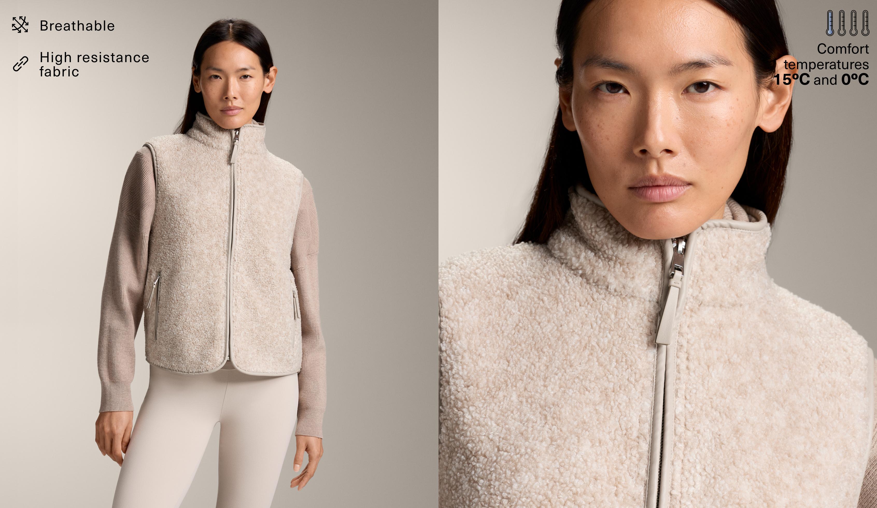 Gilet basique effet mouton zippé.