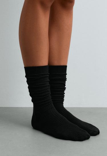 Long socks 61% modal 17% cashmere — BLACK 3