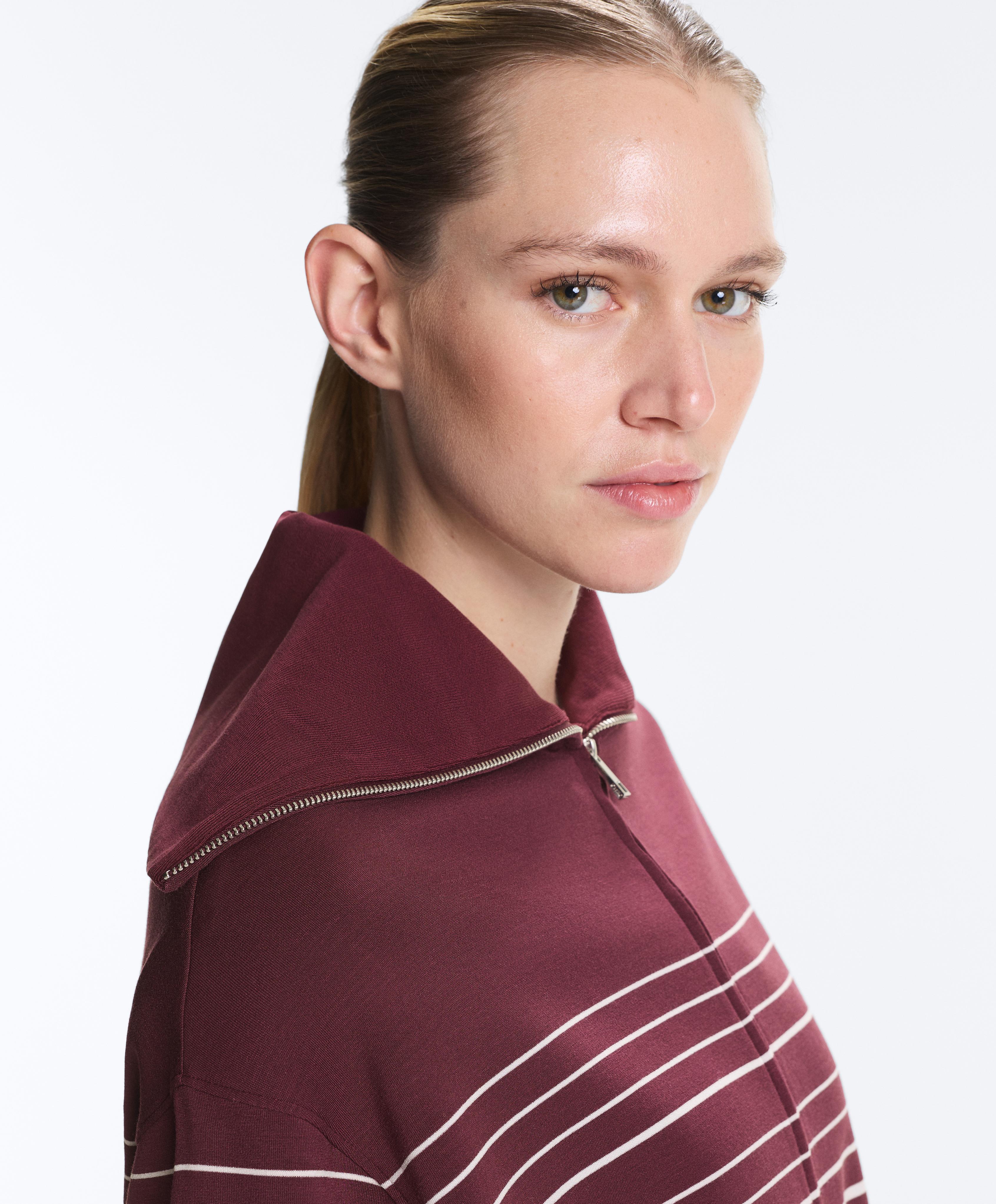 Long sailor stripe jacket with soft-touch modal — CHERRY