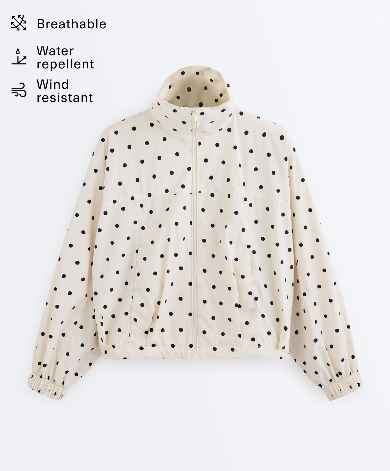 Polka dot water-repellent jacket — PALE ECRU