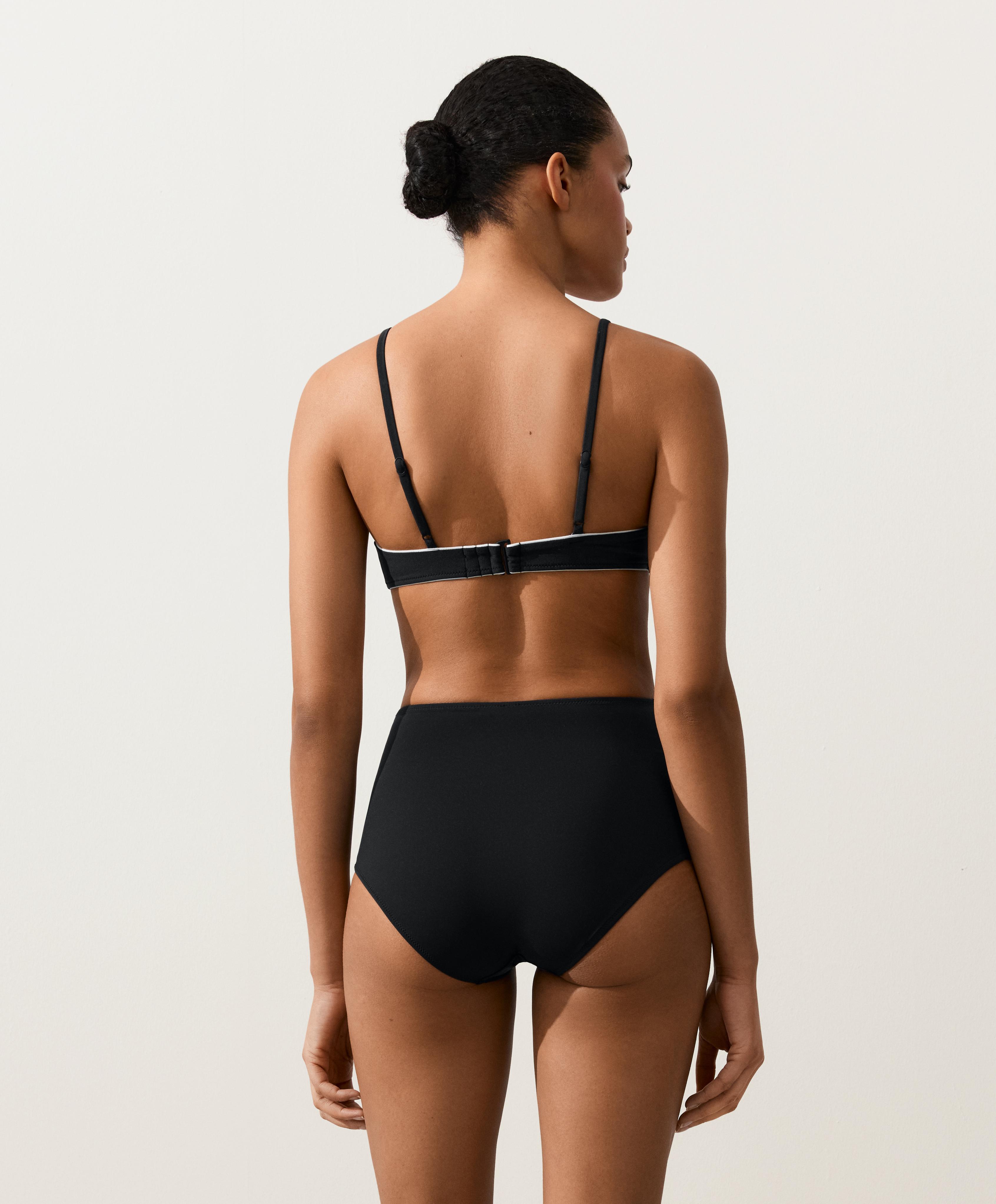 Shapewear-effect high-waisted bikini briefs — BLACK