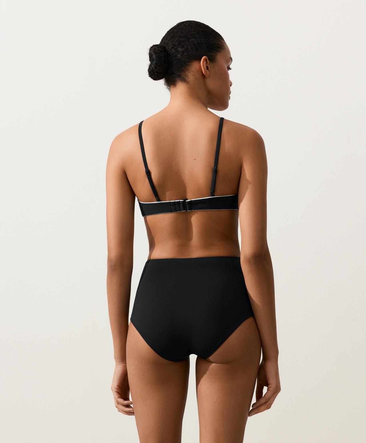 Shapewear-effect high-waisted bikini briefs — BLACK