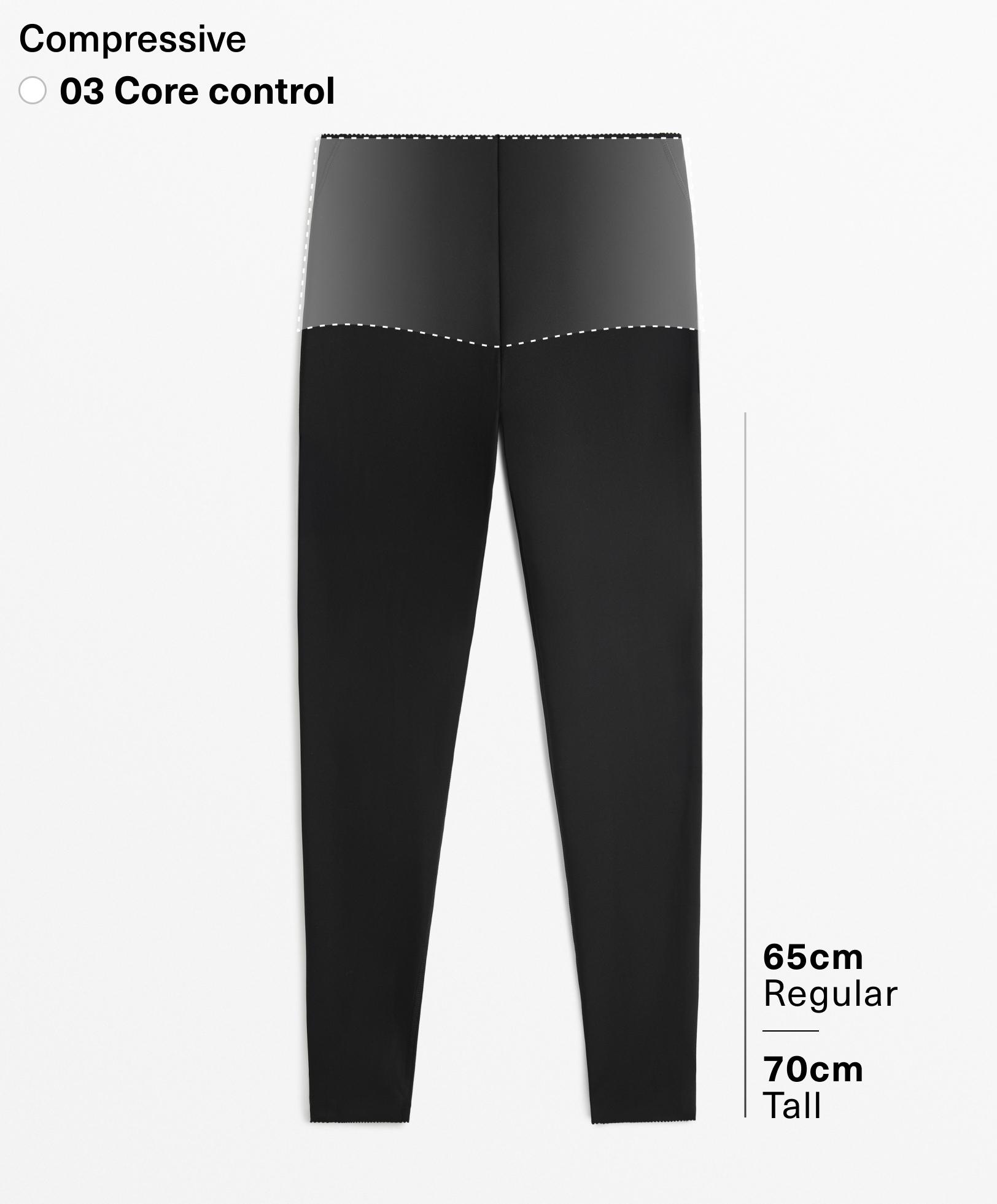 Compressive core control ankle-length leggings